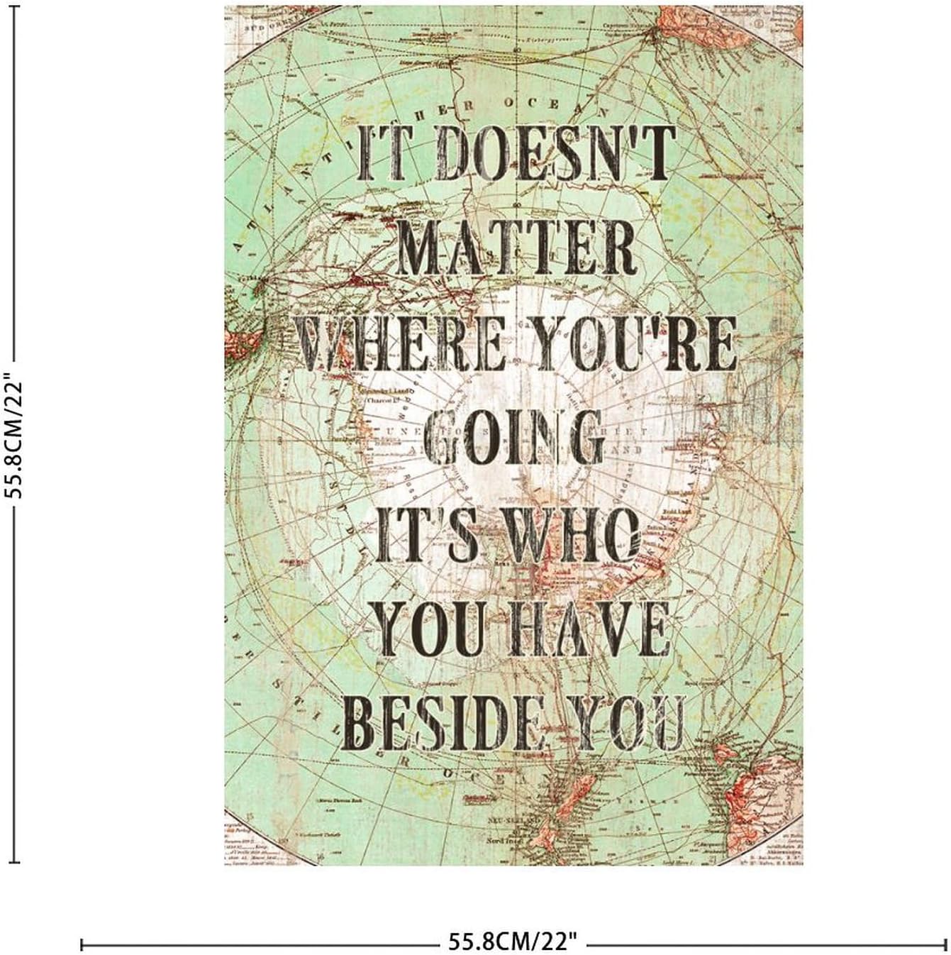 Antique World Map Wall Decal for Home Office 22in
