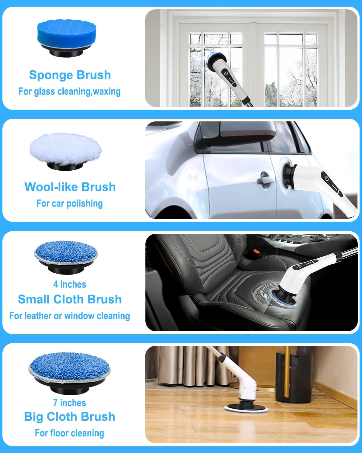 Leebein Electric Spin Scrubber with 8 Brush Heads and Dual Speed