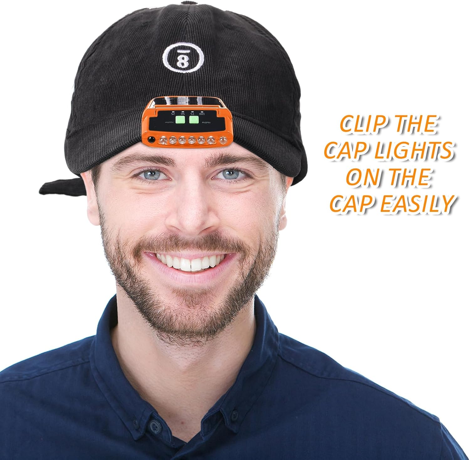 Mudder 2 Piece LED Cap Flashlight Clip with USB Rechargeable