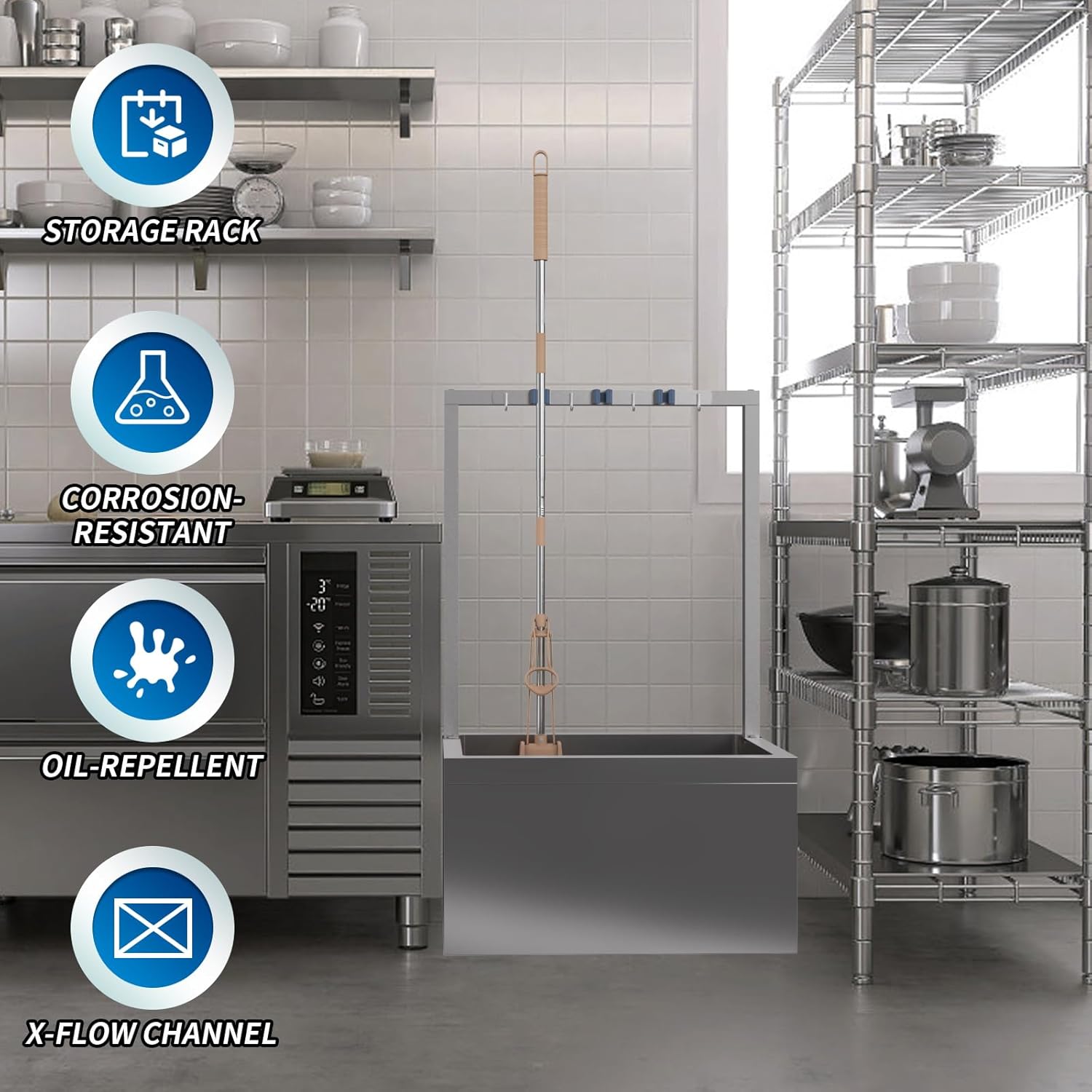 Tongmo Stainless Steel Mop Sink with Tool Rack