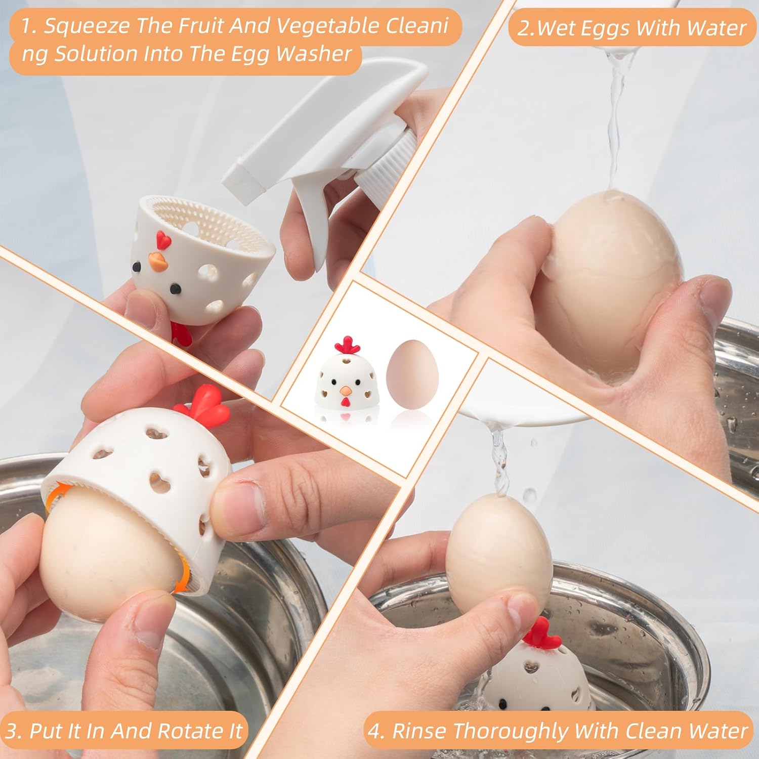 TULOBI Silicone Egg Brush Cleaner for Fresh Eggs 1