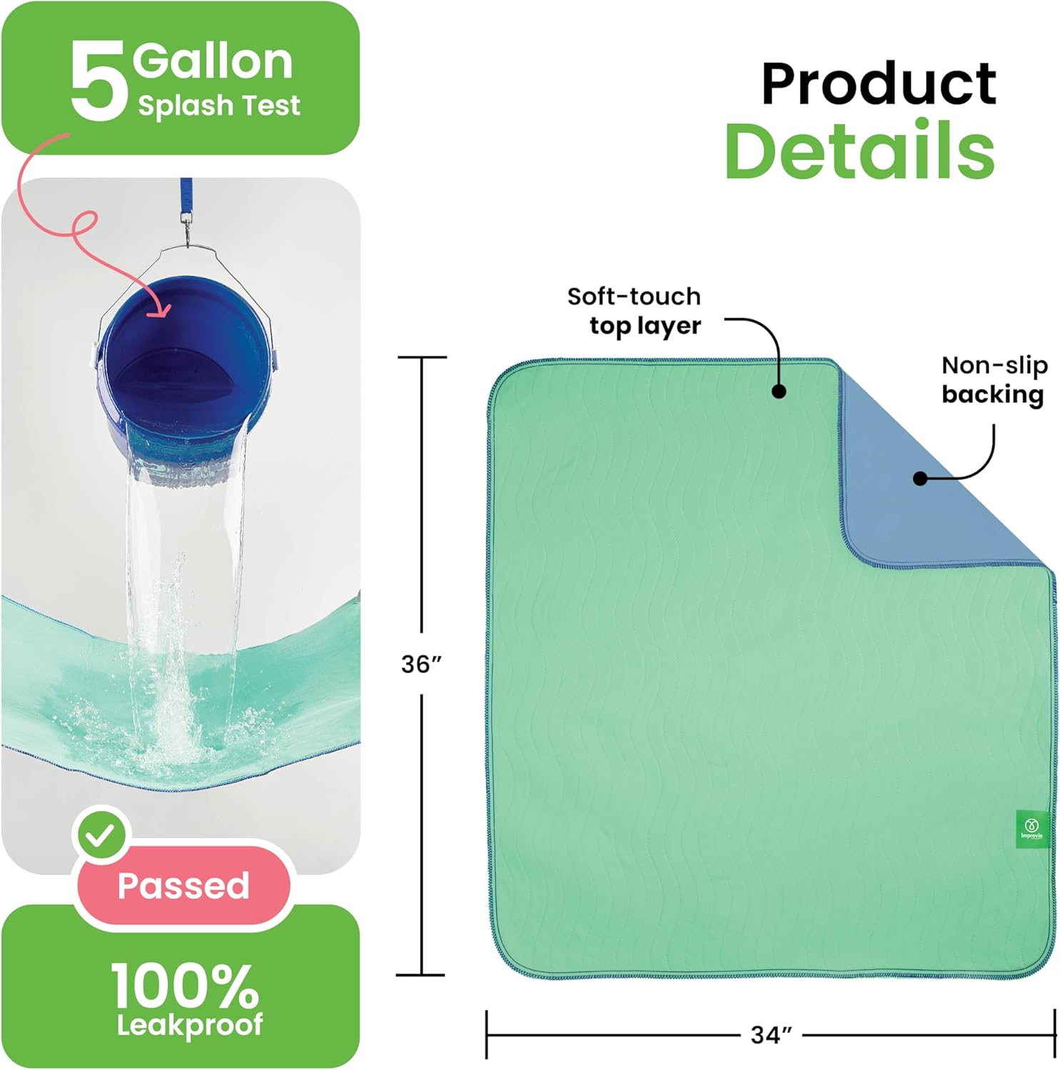IMPROVIA Washable Underpads 34x36 500x Washable
