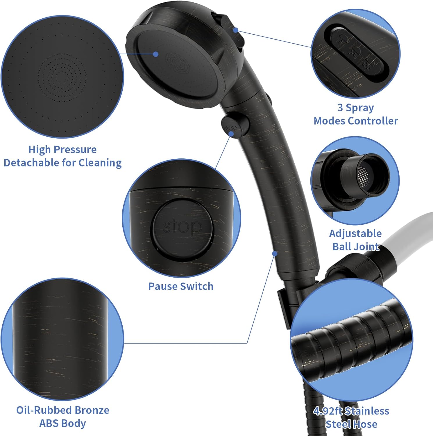 SINGSUO High Pressure Shower Head 1080 Rotatable Faucet Set