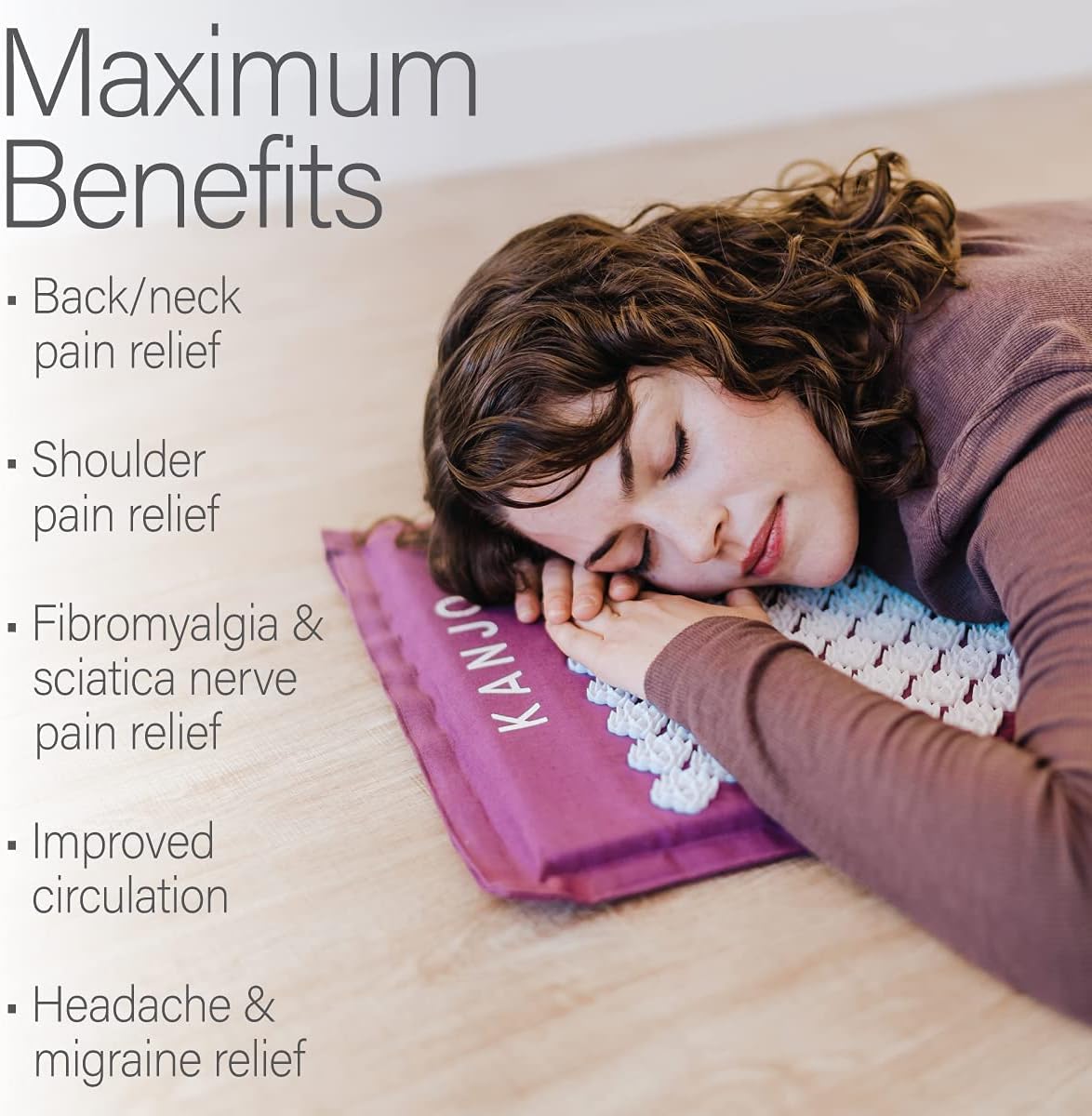 Kanjo Acupressure Mat Pillow Set for Back and Neck Pain Relief