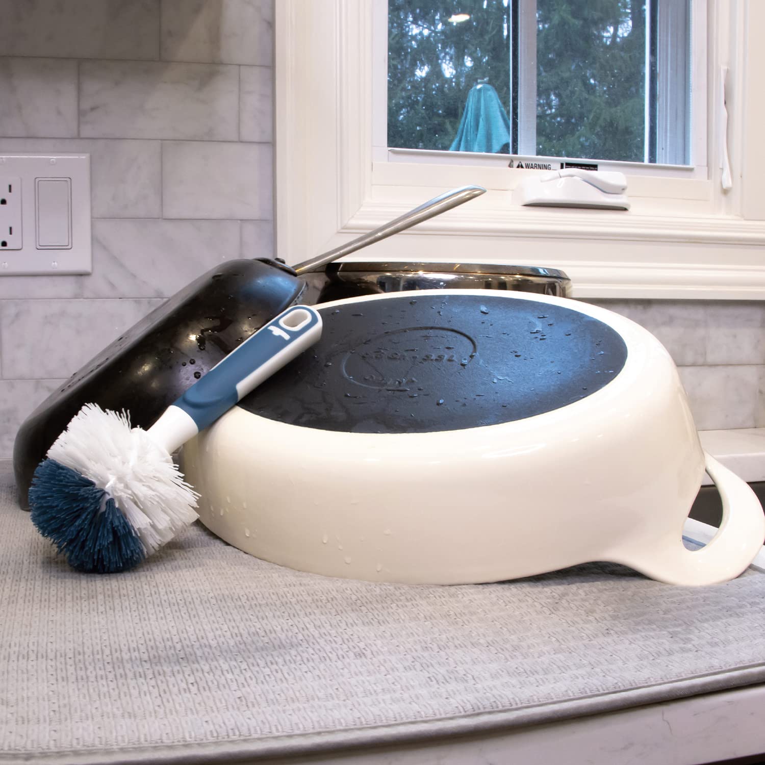Unger Sink Dish Scrub Brush - Non-Scratch Durable Ergonomic