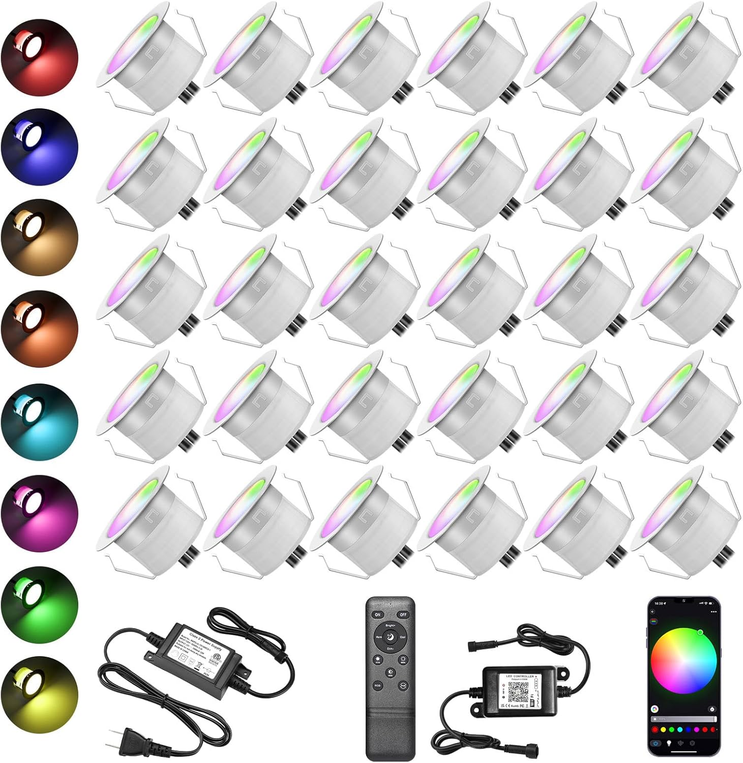 Sumaote Smart LED Deck Light Kit 30 Pack