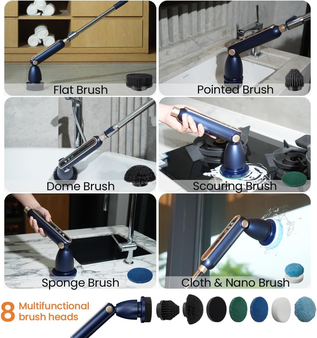 TECFUN 16 in 1 Electric Spin Scrubber with LED