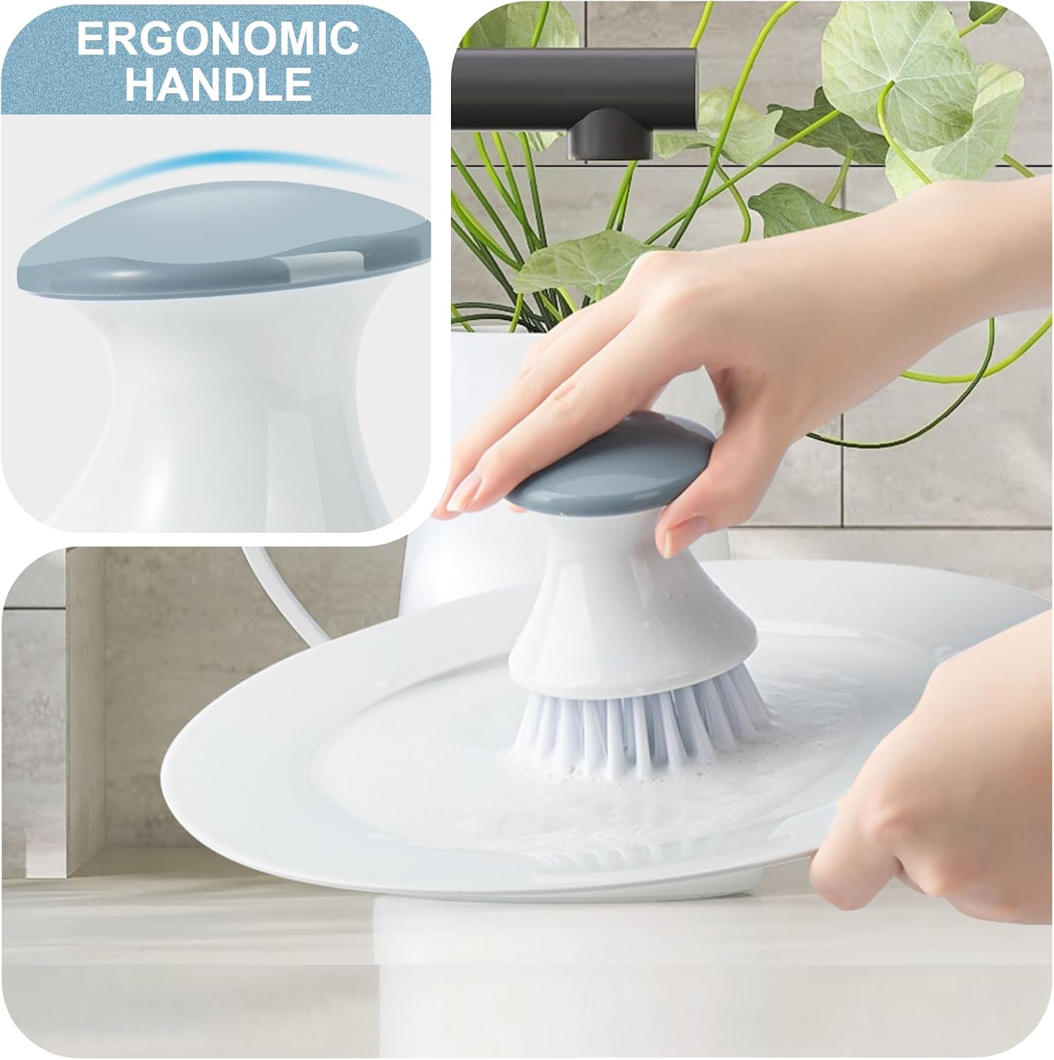LINGTONG Dish Brush with Tray Set