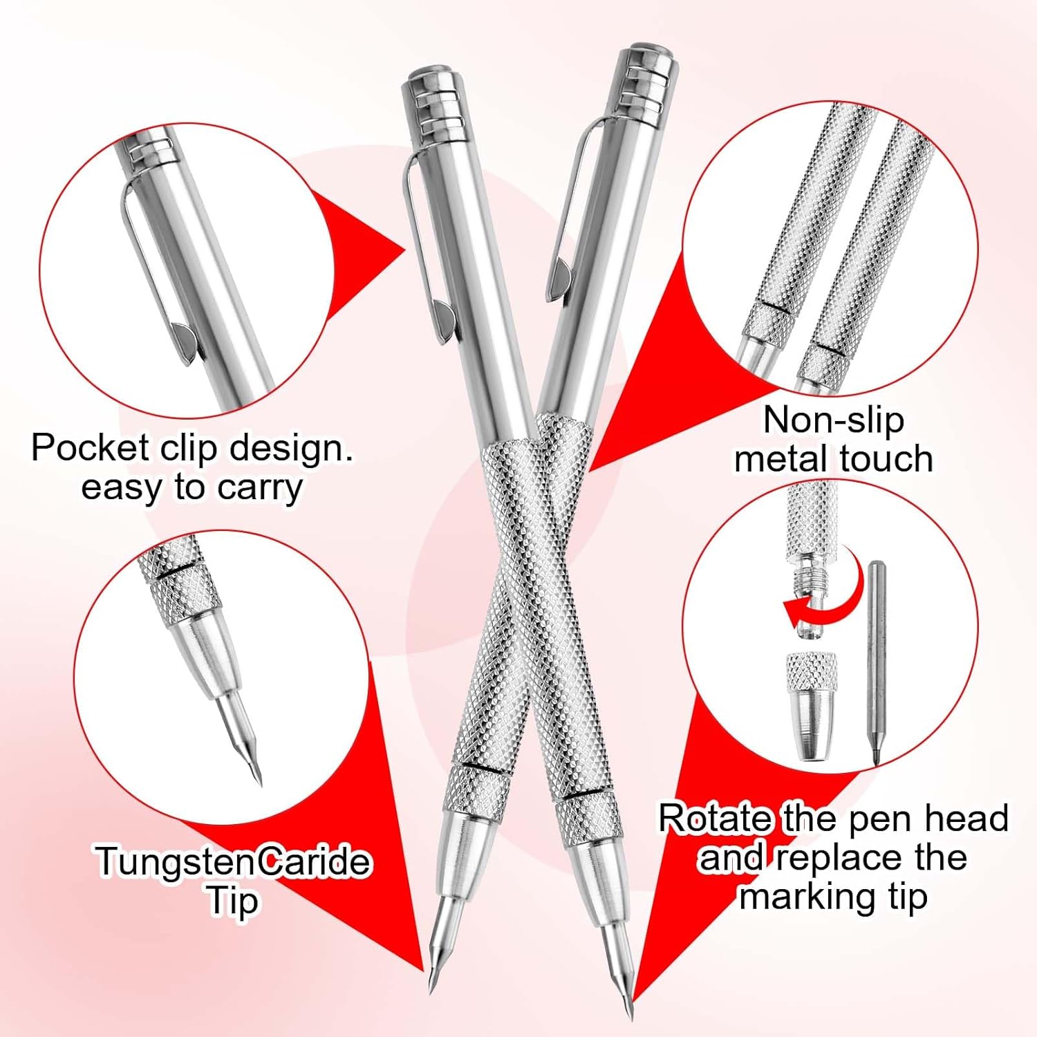Prasacco 2 Pcs Tungsten Carbide Scriber with Magnet and 10 Tips