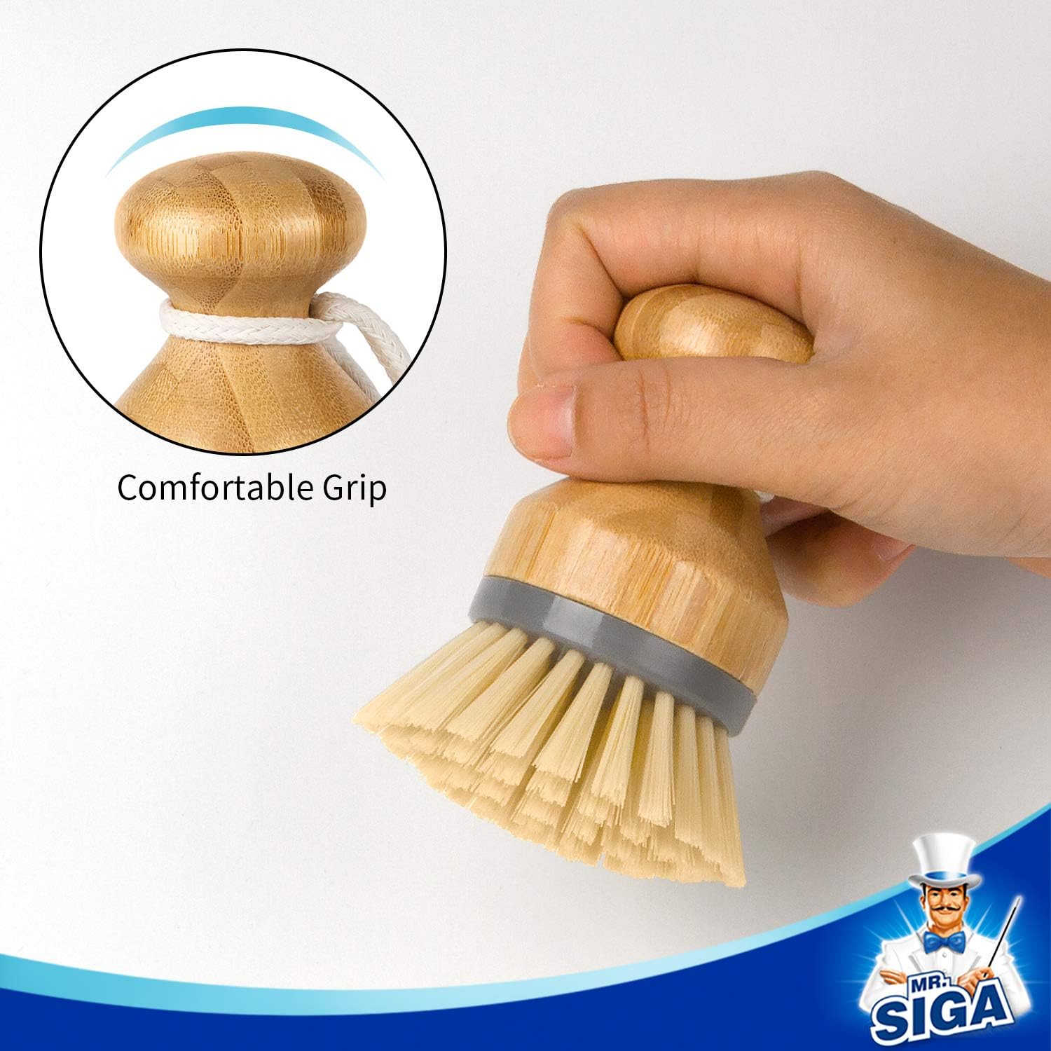 MRSIGA Bamboo Palm Brush Pack of 2 1