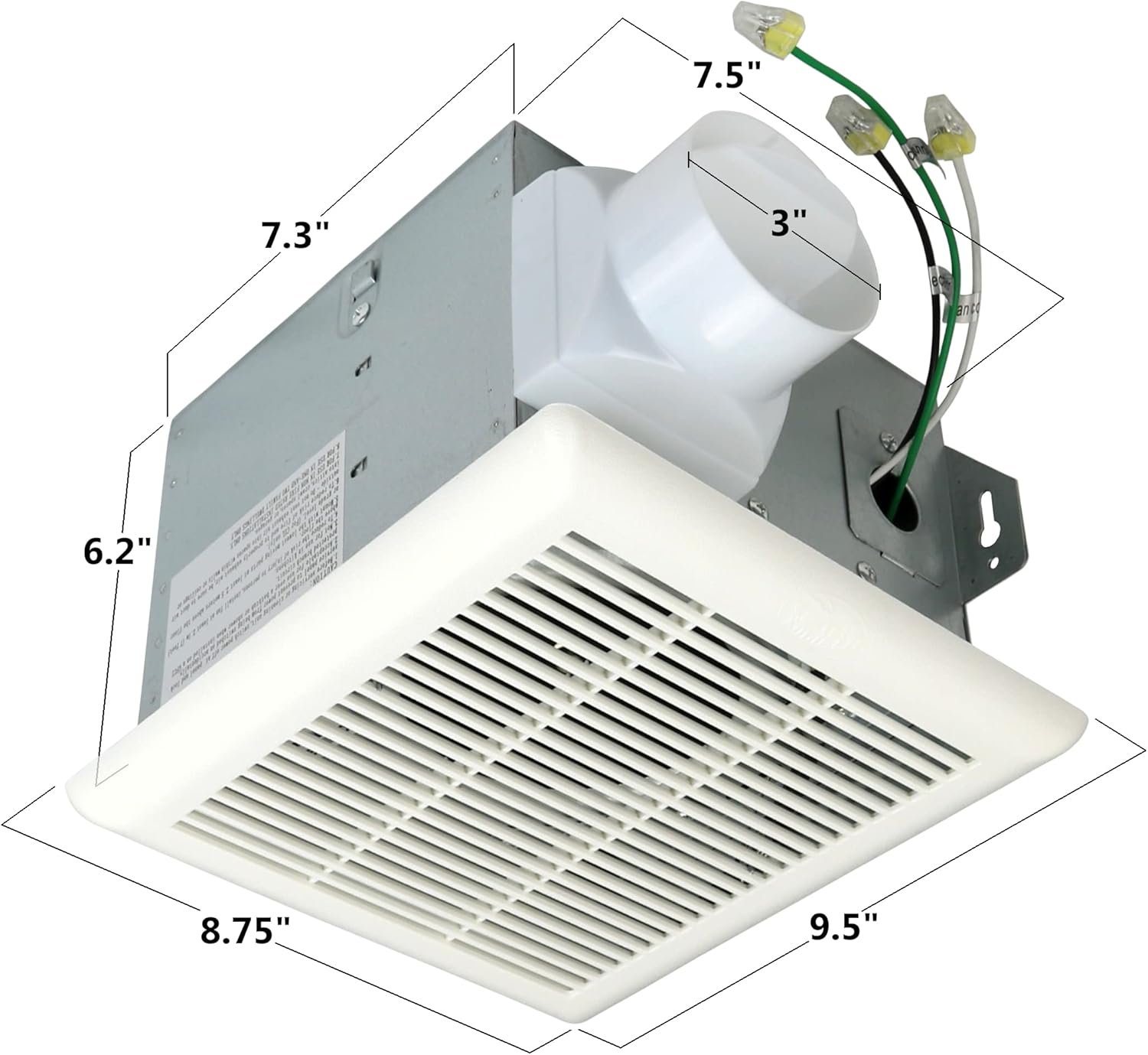 Harrier Hardware Very Quiet Bathroom Fan 70 CFM 20 Sone 3-Inch Duct