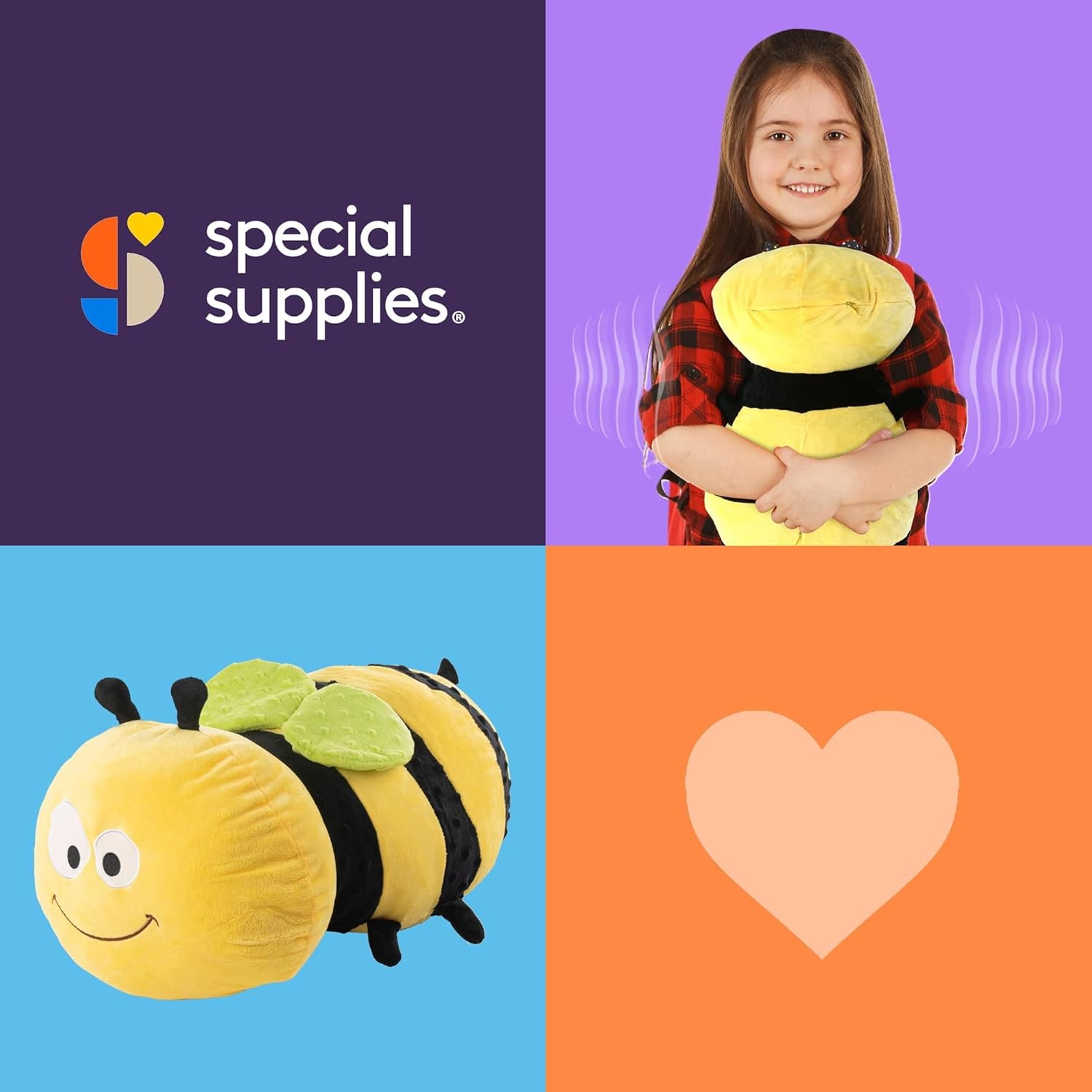 Special Supplies Bumble Bee Vibrating Pillow Plush Minky with Textured Bumps