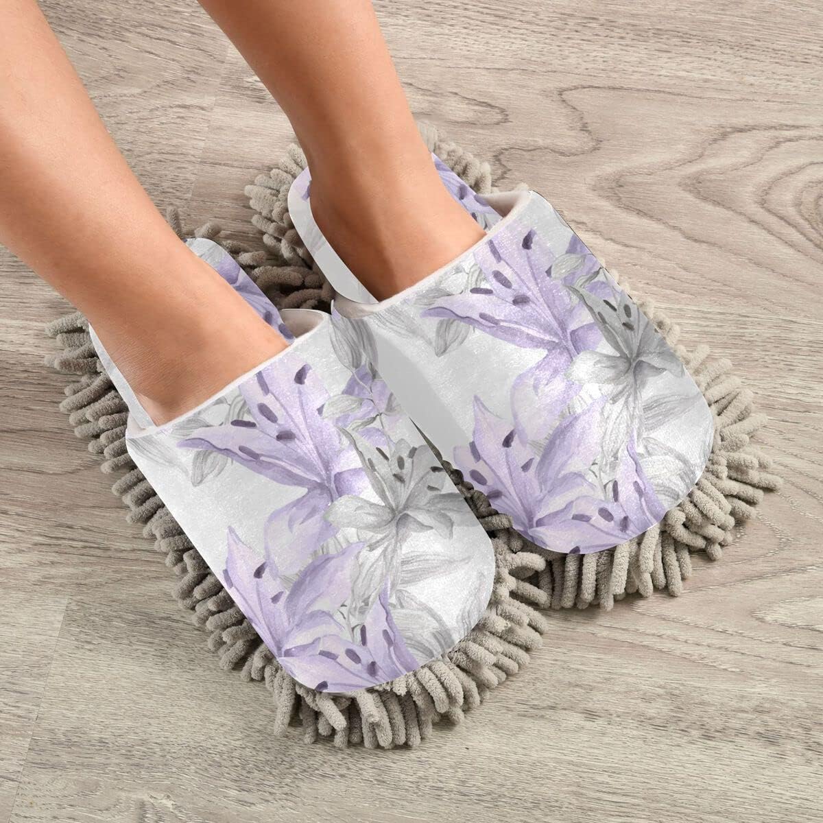 DOMIKING Lilies Mop Slippers for Women and Men