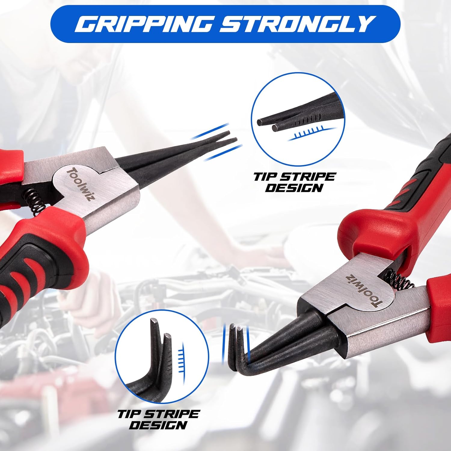 Toolwiz 4 Pcs Heavy Duty Snap Ring Pliers Set