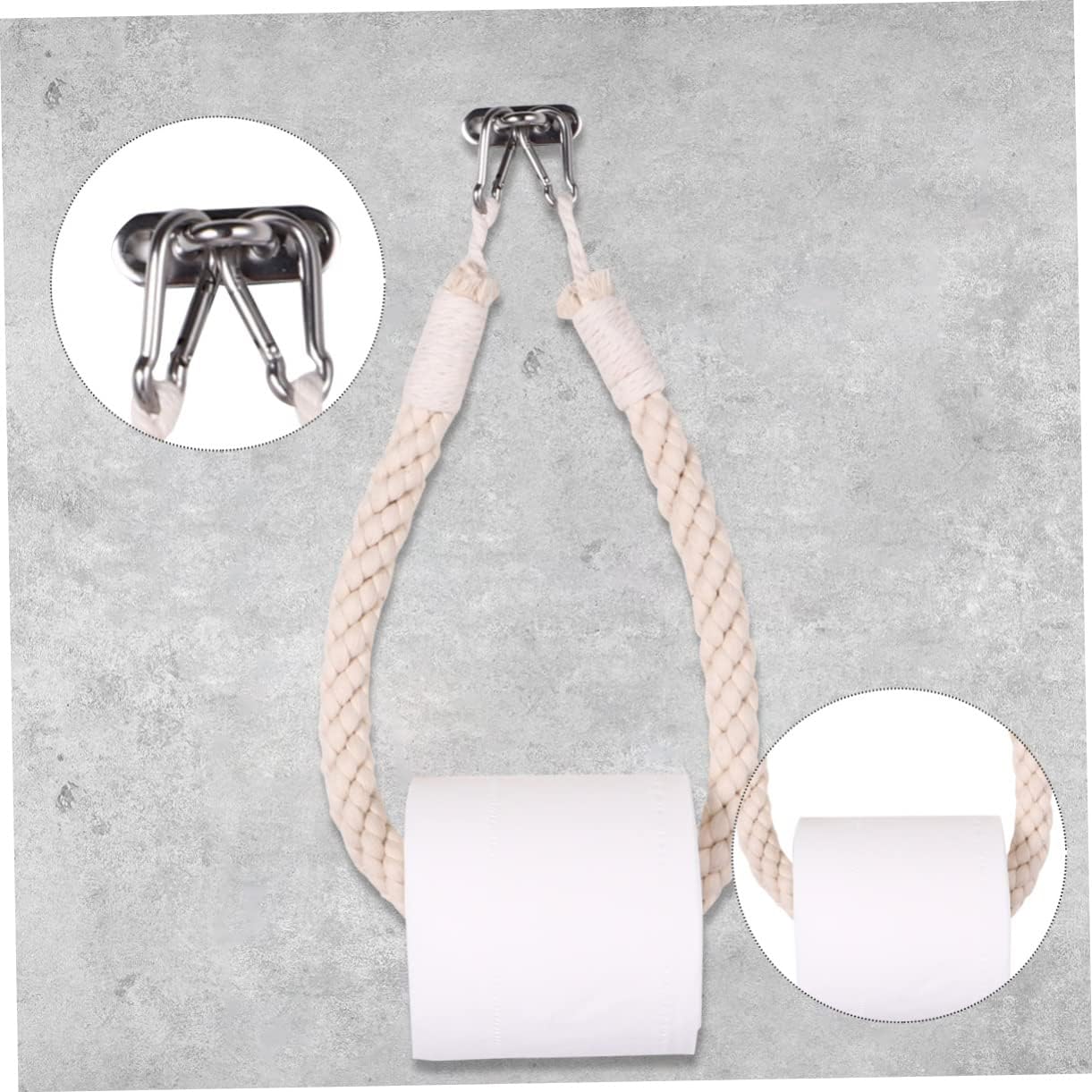 Nautical Rope Toilet Paper Holder with Metal Accessory