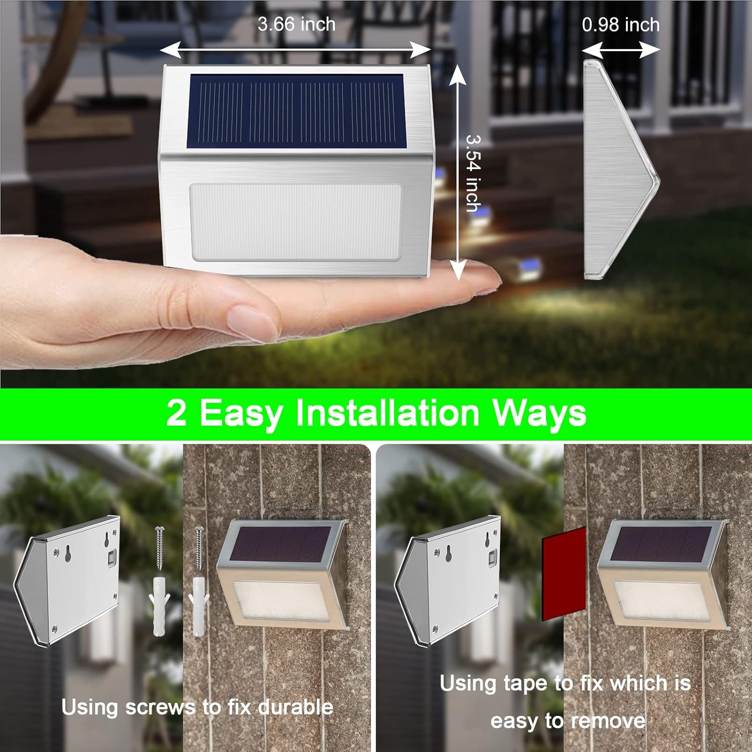 JSOT Outdoor Solar Lights 6 Pack Waterproof Step Lights