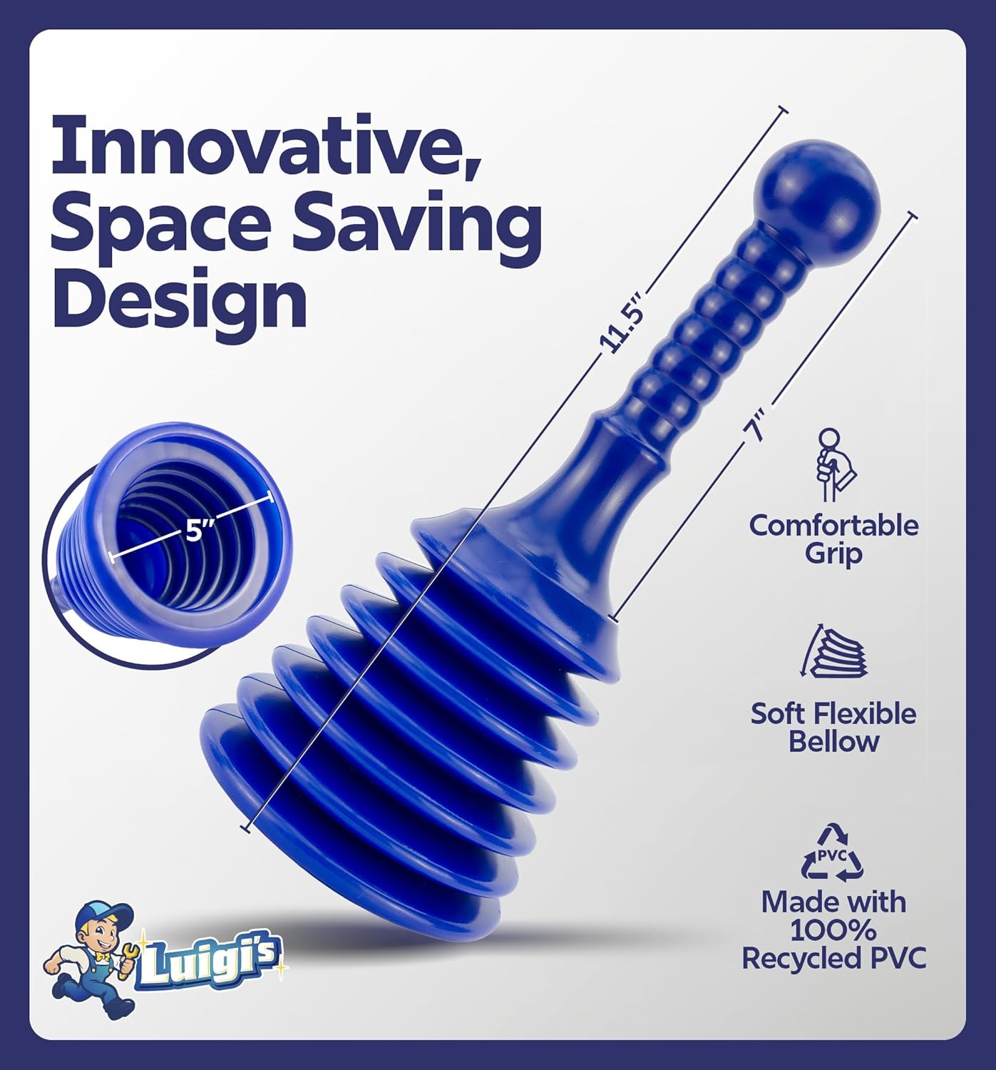 Luigis Sink and Drain Plunger - Small and Powerful