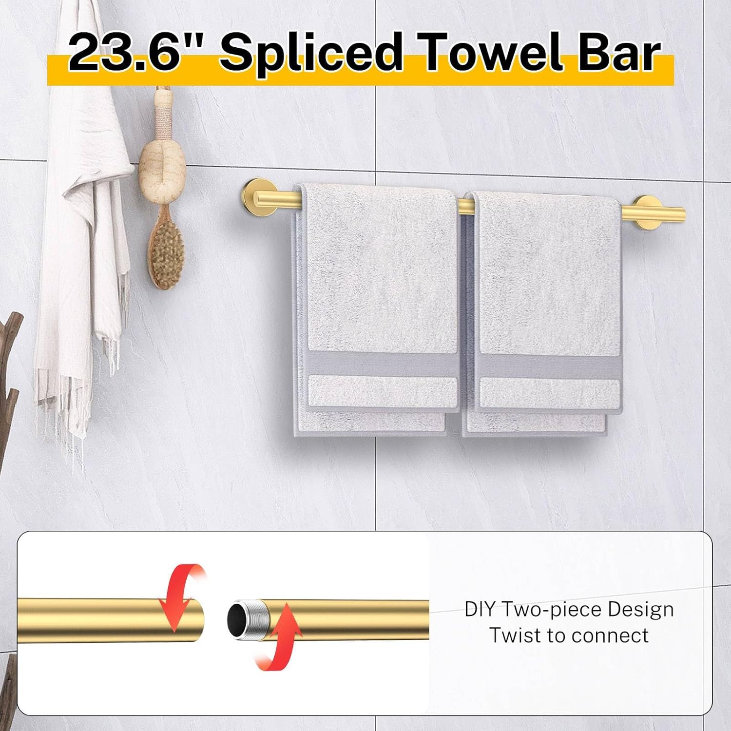 Woekme Brushed Gold Bathroom Hardware Set 5 Pieces