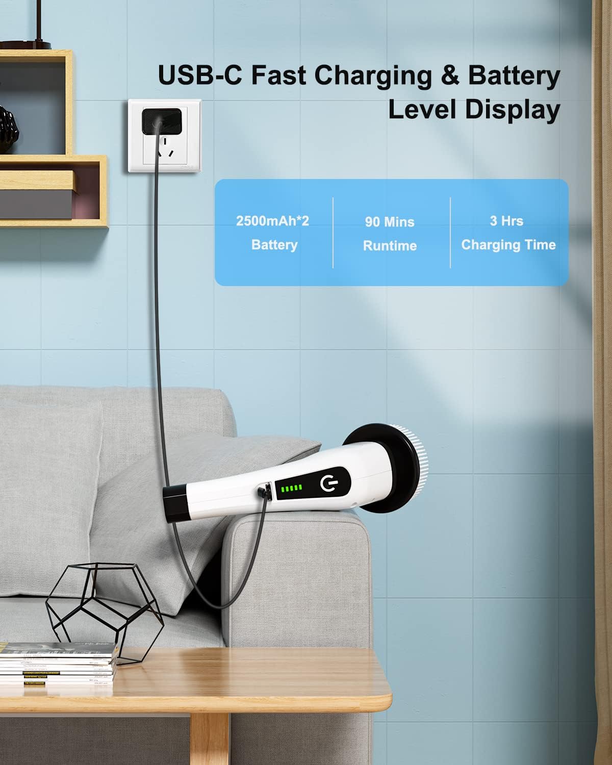 Leebein Electric Spin Scrubber with 8 Brush Heads and Dual Speed