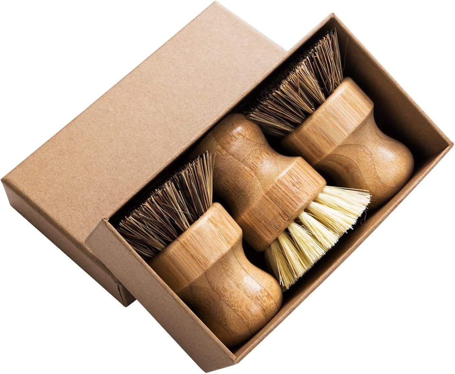 GREENTH PRO Bamboo Round 3 Pack Dish Brush Set