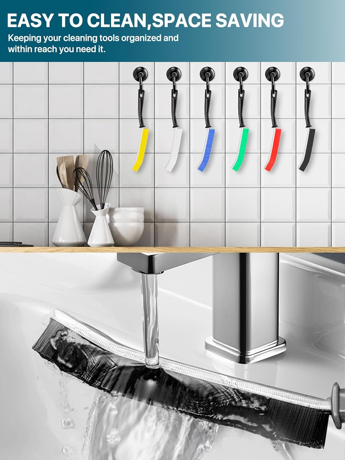 KOSPRIE 6Pcs Hard Bristle Crevice Cleaning Brushes