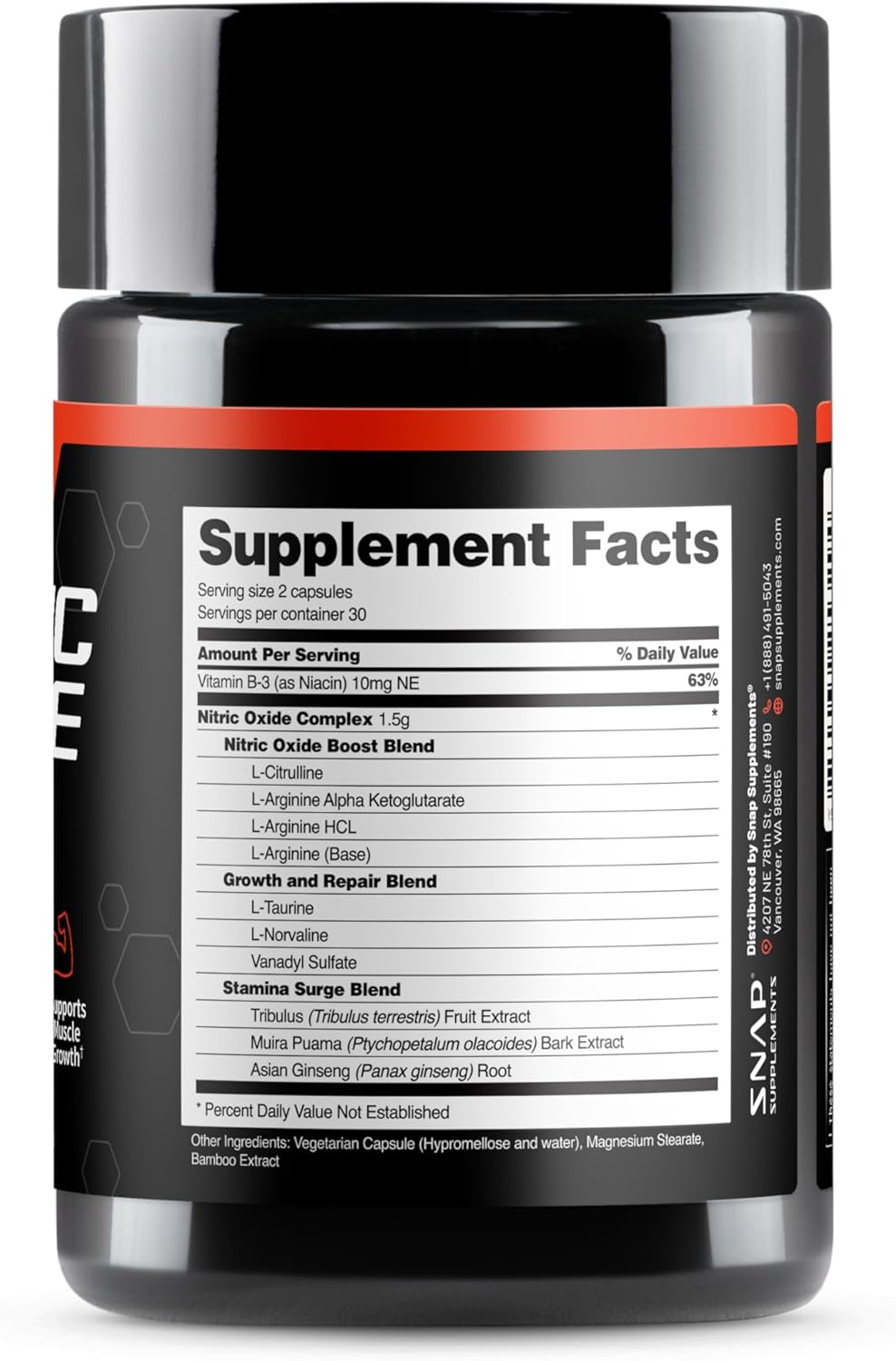 Snap Supplements Nitric Oxide Booster 60 Capsules