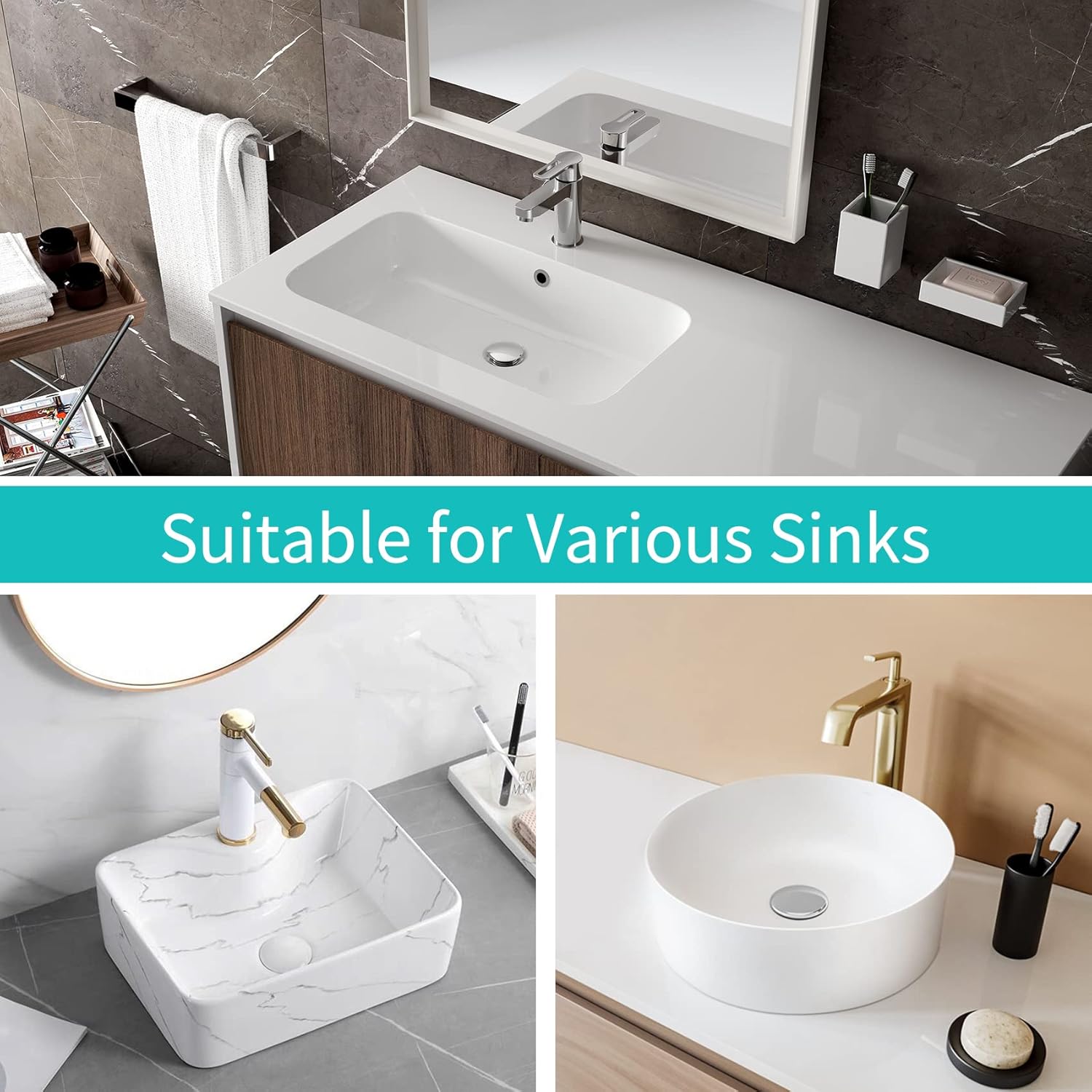 Universal Sink Stopper with Hair Catcher - 104-197 Inch Drain Hole