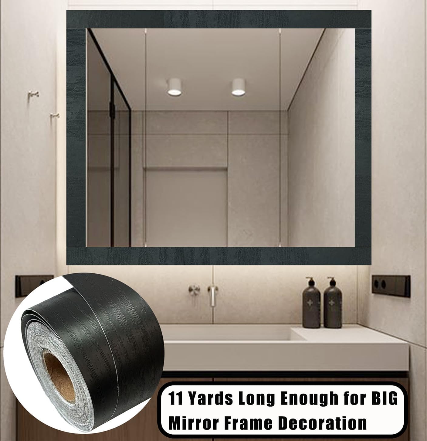 DESOMINOR 32FT Black Waterproof Wallpaper Border
