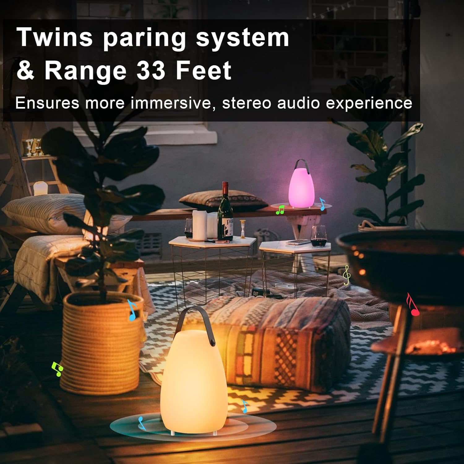 uuffoo Bluetooth Speaker Table Lamp with RGB Lights 2 Pack