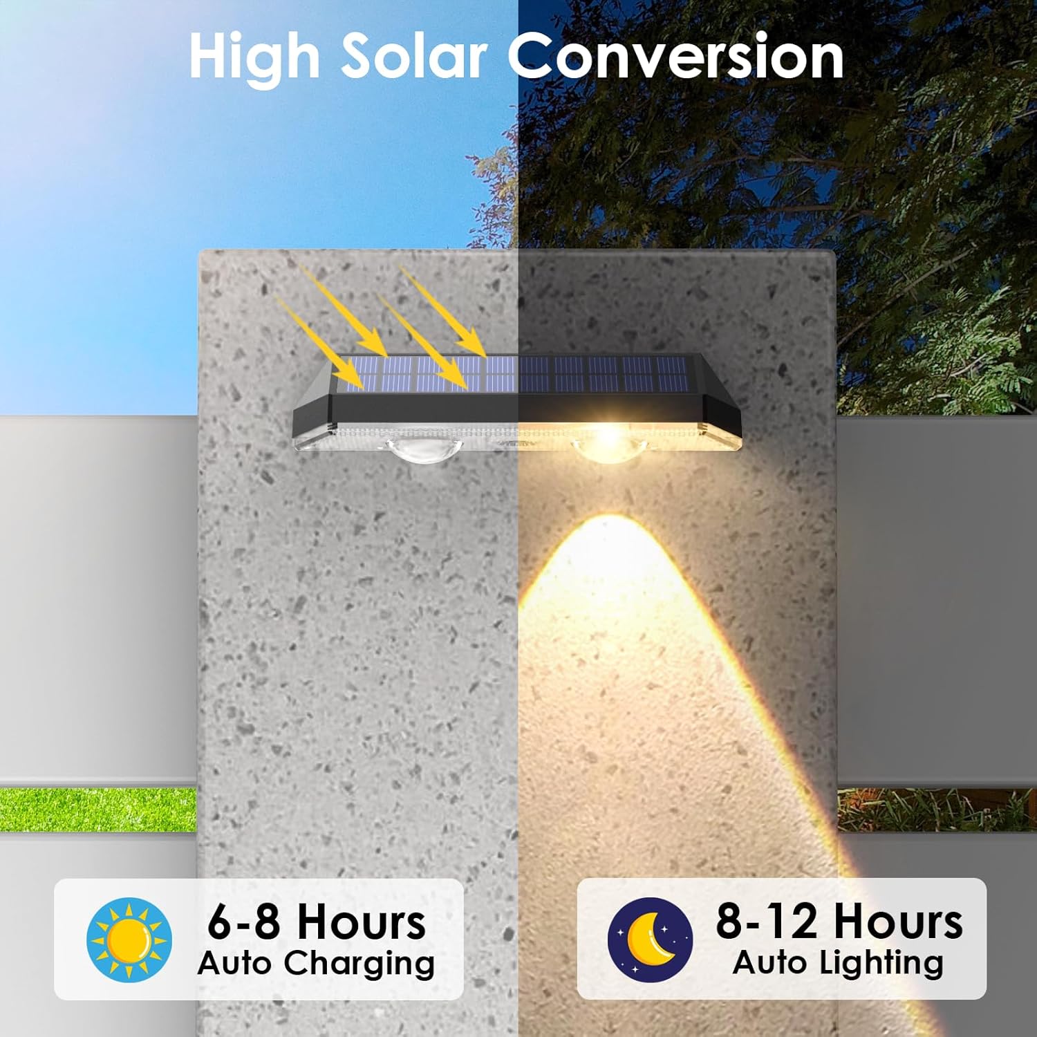 LIANGLOME Solar Fence Lights 8 Pack - 3 Modes IP65 Waterproof