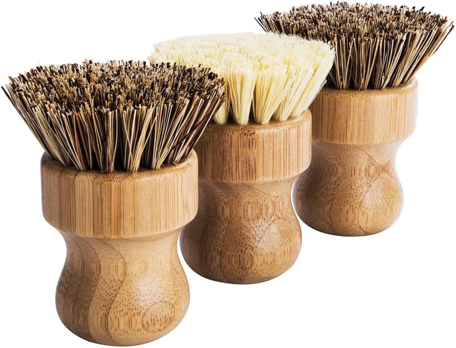 GREENTH PRO Bamboo Round 3 Pack Dish Brush Set
