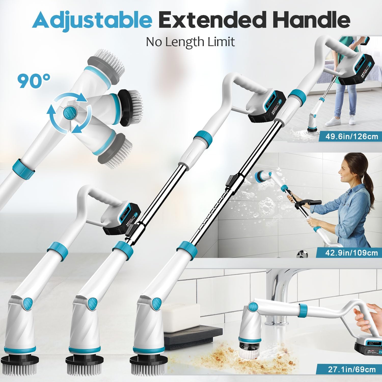 Fimilo 1500RPM Electric Spin Scrubber with 8 Brush Heads and 2 Batteries 1
