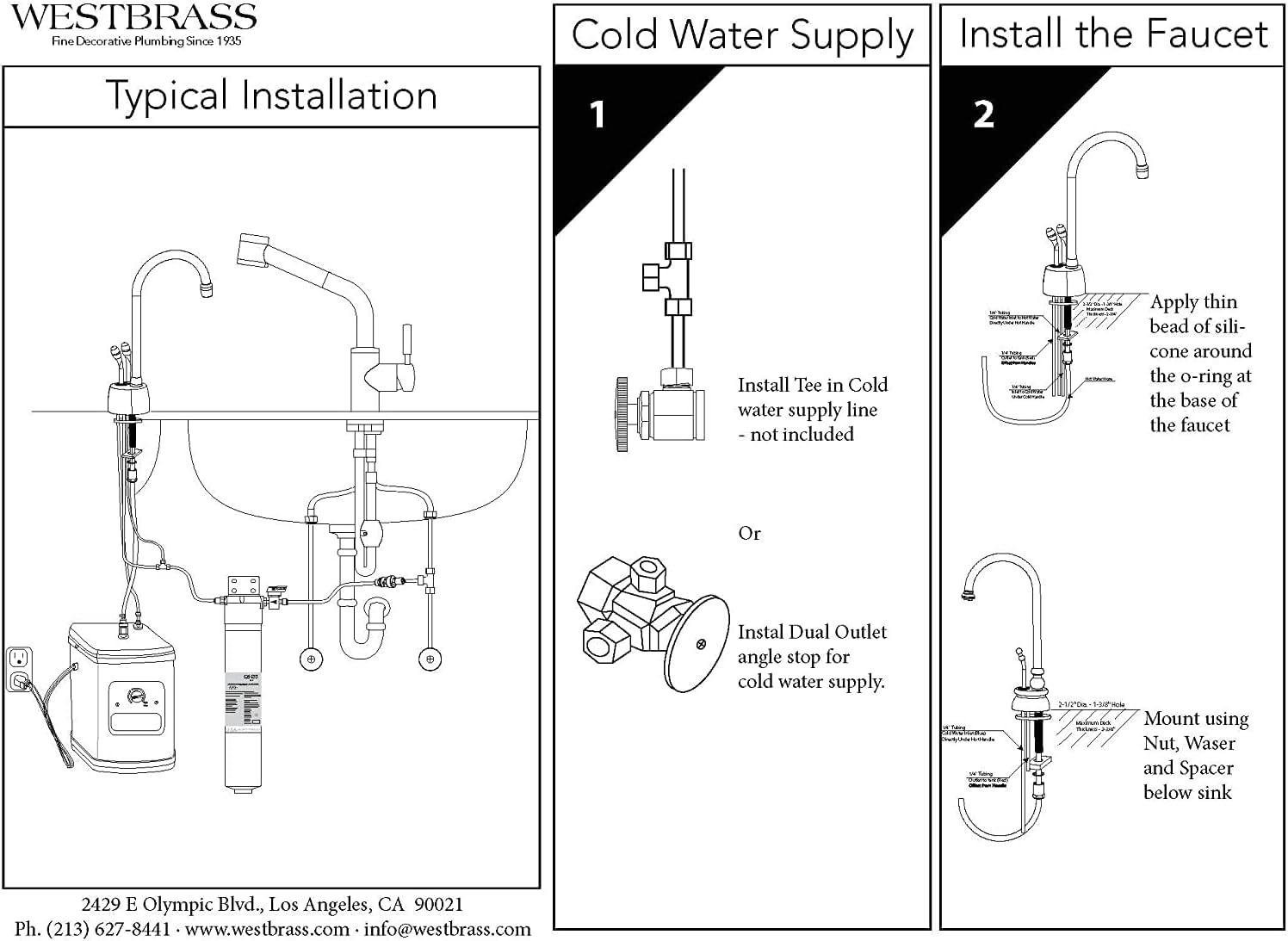 Westbrass Velosah 9 Hot Water Dispenser Faucet Tank Sold Separately