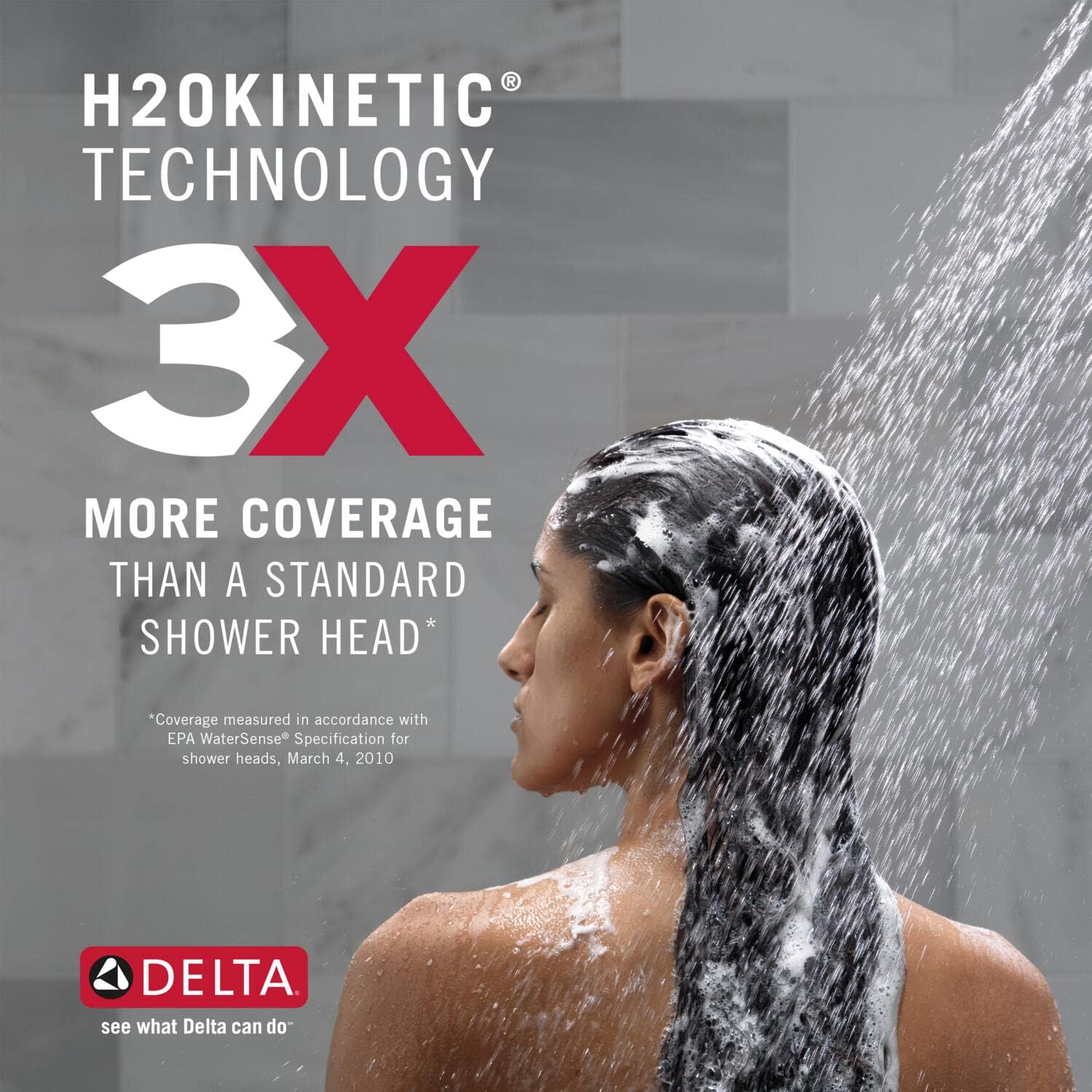 Delta H2Okinetic 6-Spray Handheld Shower Head with Hose Brushed Nickel