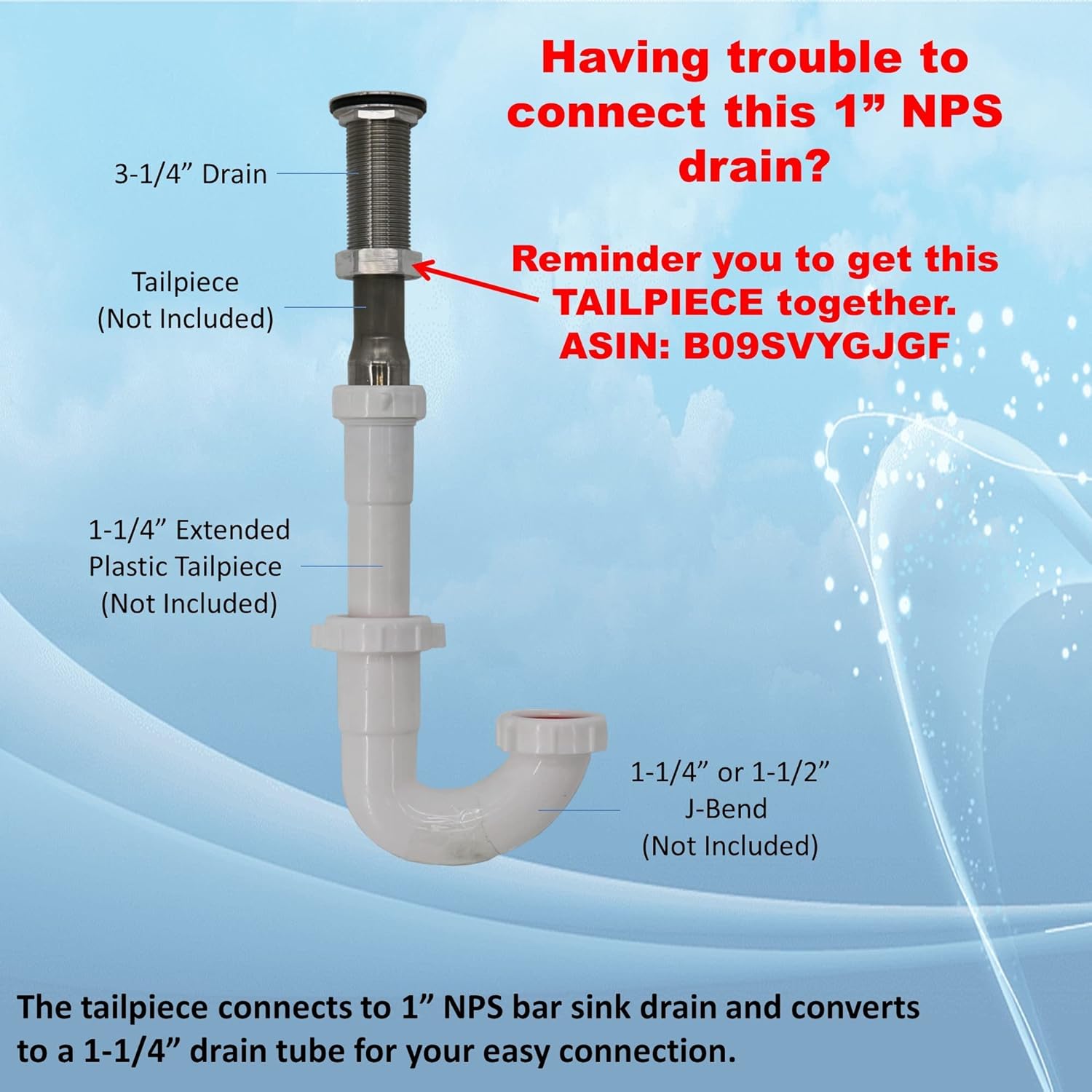 Stainless Steel Bar Sink Drain 1 NPS 4 Pcs