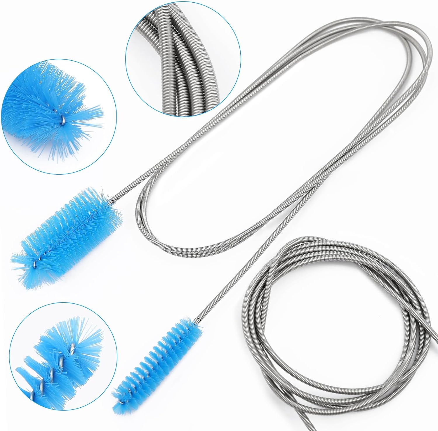 2 Pcs Flexible Long Drain Brush with Stainless Steel Handle