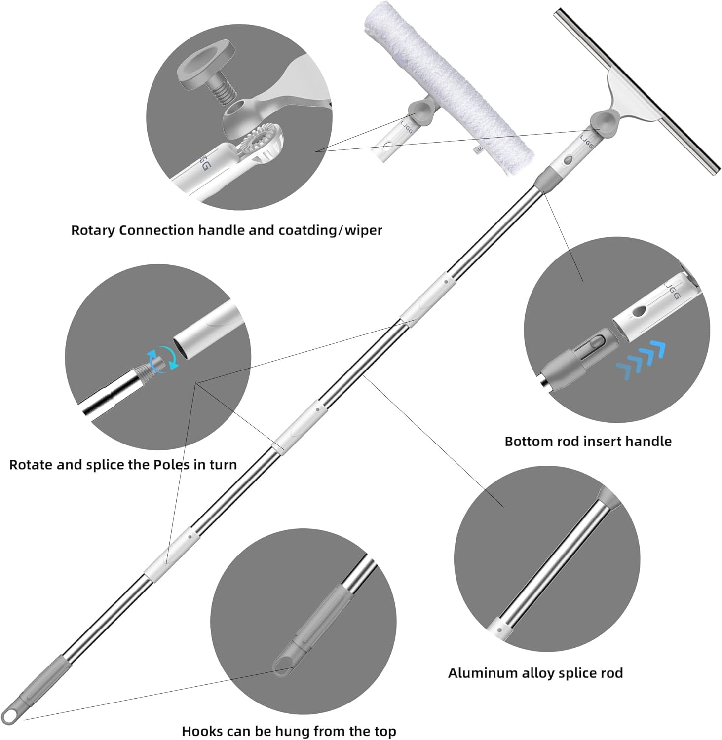 LJGG Window Squeegee Kit with 54 Extendable Pole