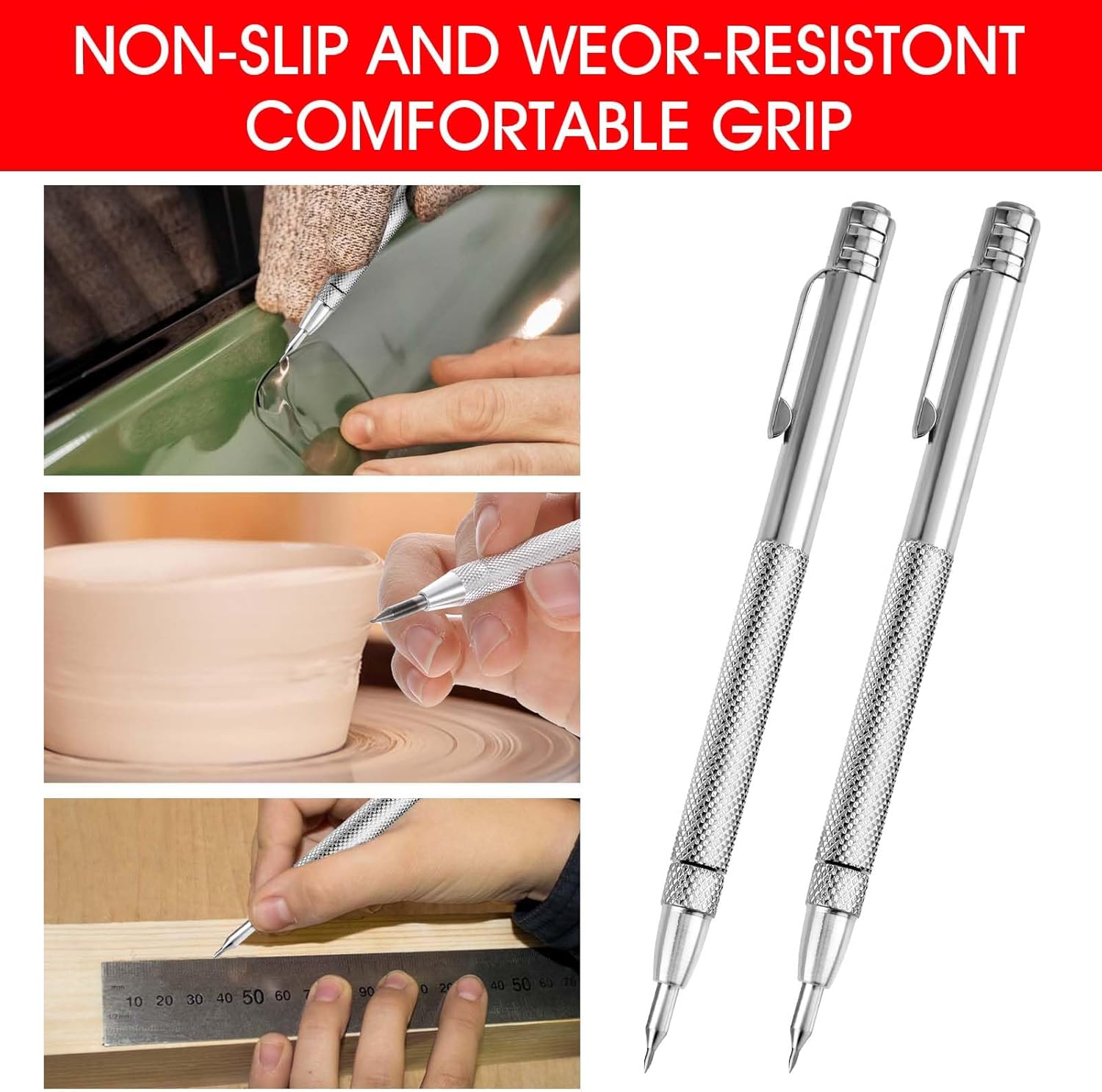 Prasacco 2 Pcs Tungsten Carbide Scriber with Magnet and 10 Tips