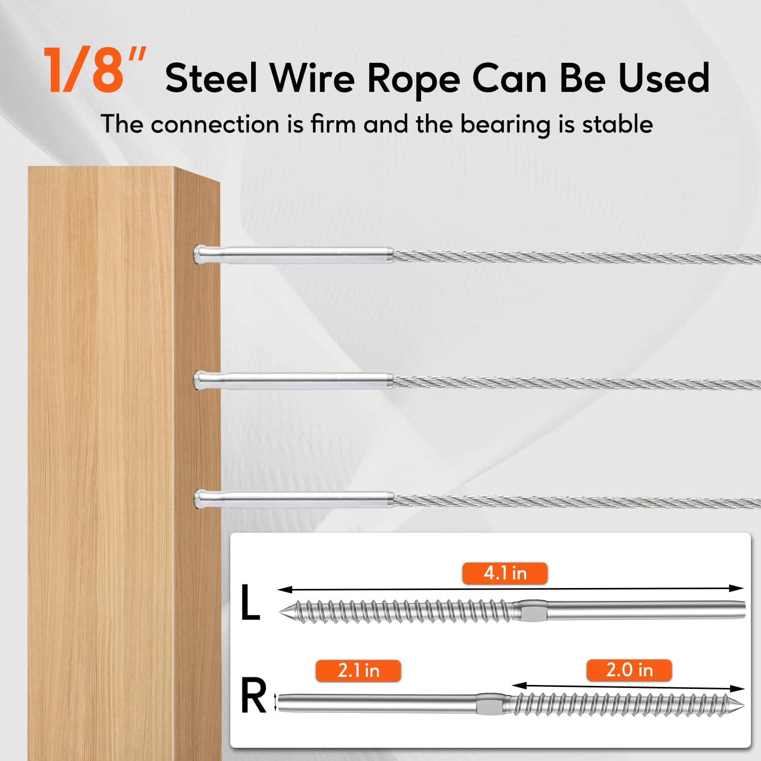 RECTOO 100Pack 18 Swage Lag Screws with Wrench for Cable Railings