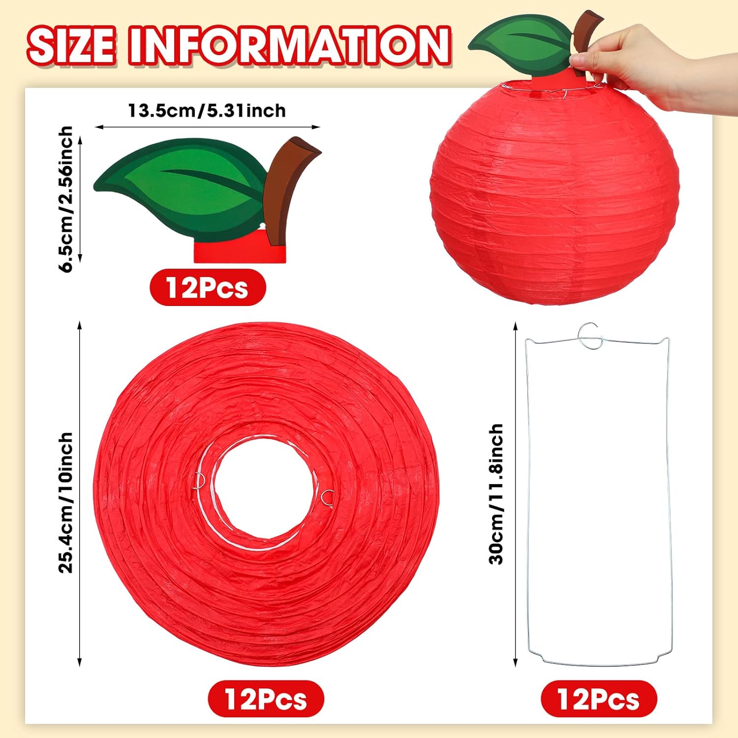 Retisee 12 Pcs Red Apple Paper Lanterns Classroom Decor 1