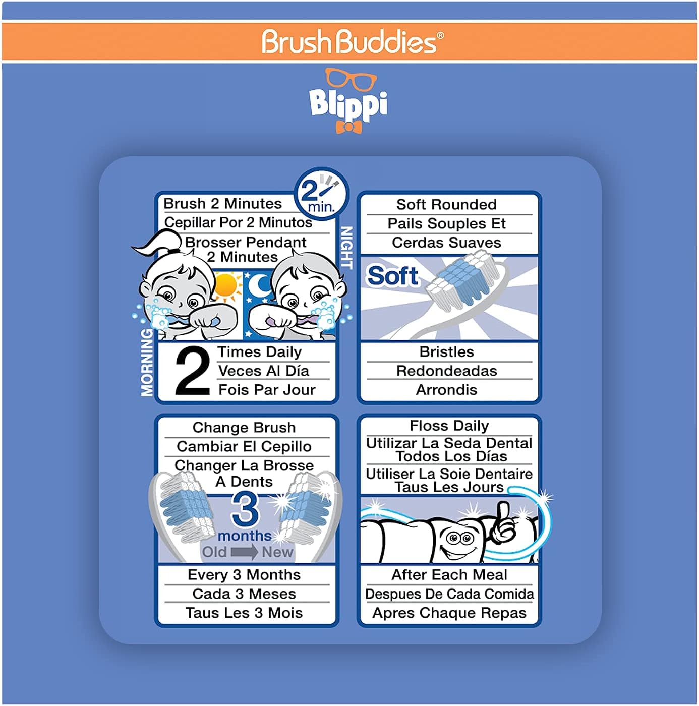 Brush Buddies Blippi Kids 3PC Toothbrush Kit