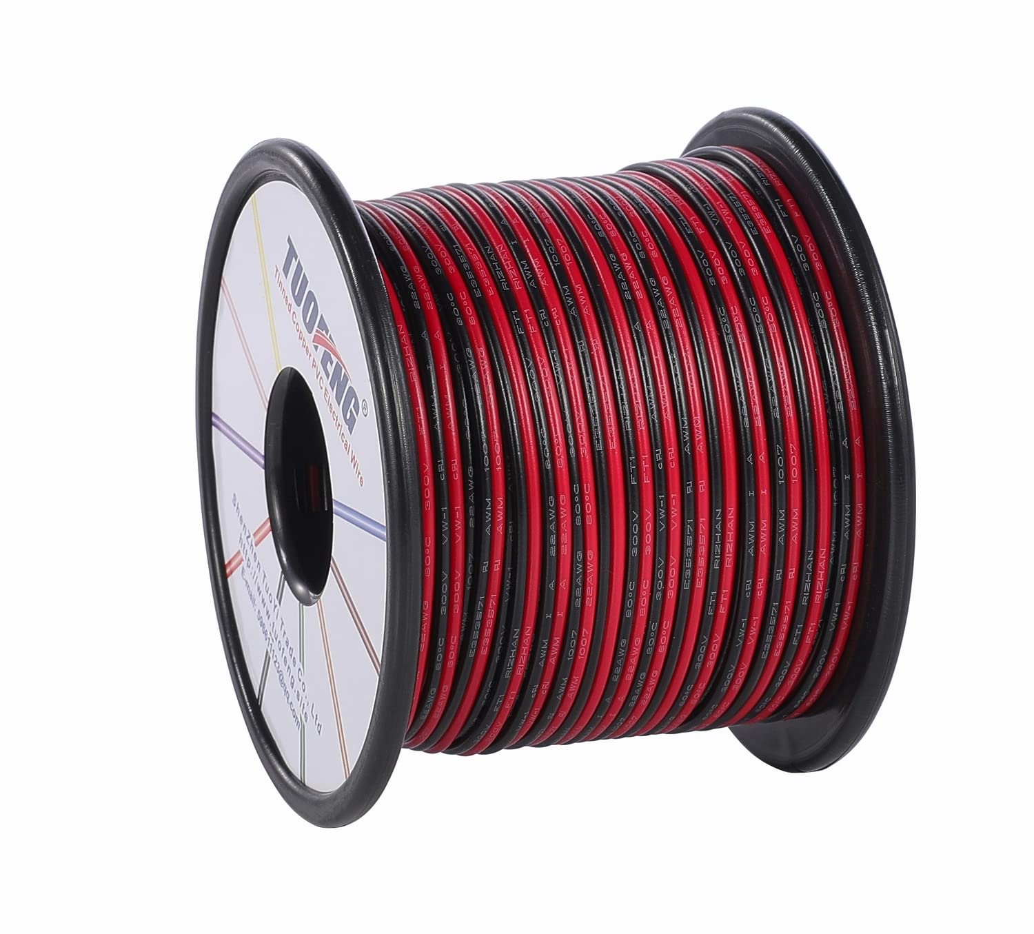 22AWG LED Wire 100ft Red Black 12V 24V DC Extension Cable