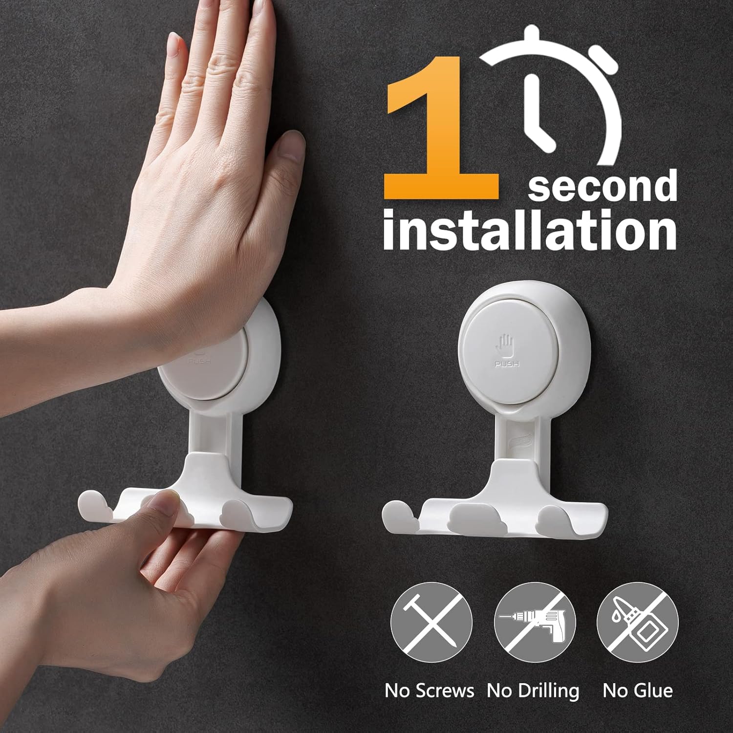 LEVERLOC 2 Pack Razor Holder for Shower Damage-Free Wall Hooks