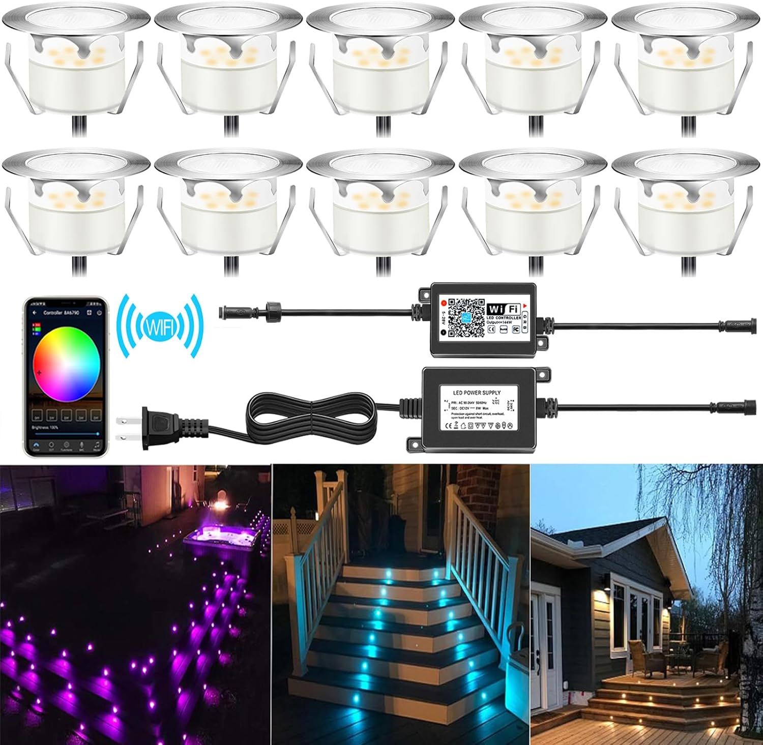 Smart LED Step Lights Kit WiFi Controlled with Alexa and Google Home Compatibility