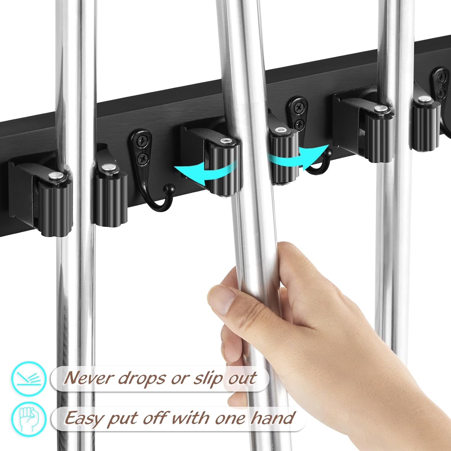 OUTNILI Black Broom Mop Holder Wall Mount 1