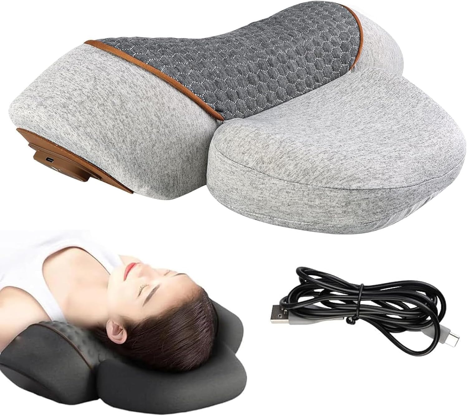 Triple Therapy Neck Pillow with Heat and Traction 1