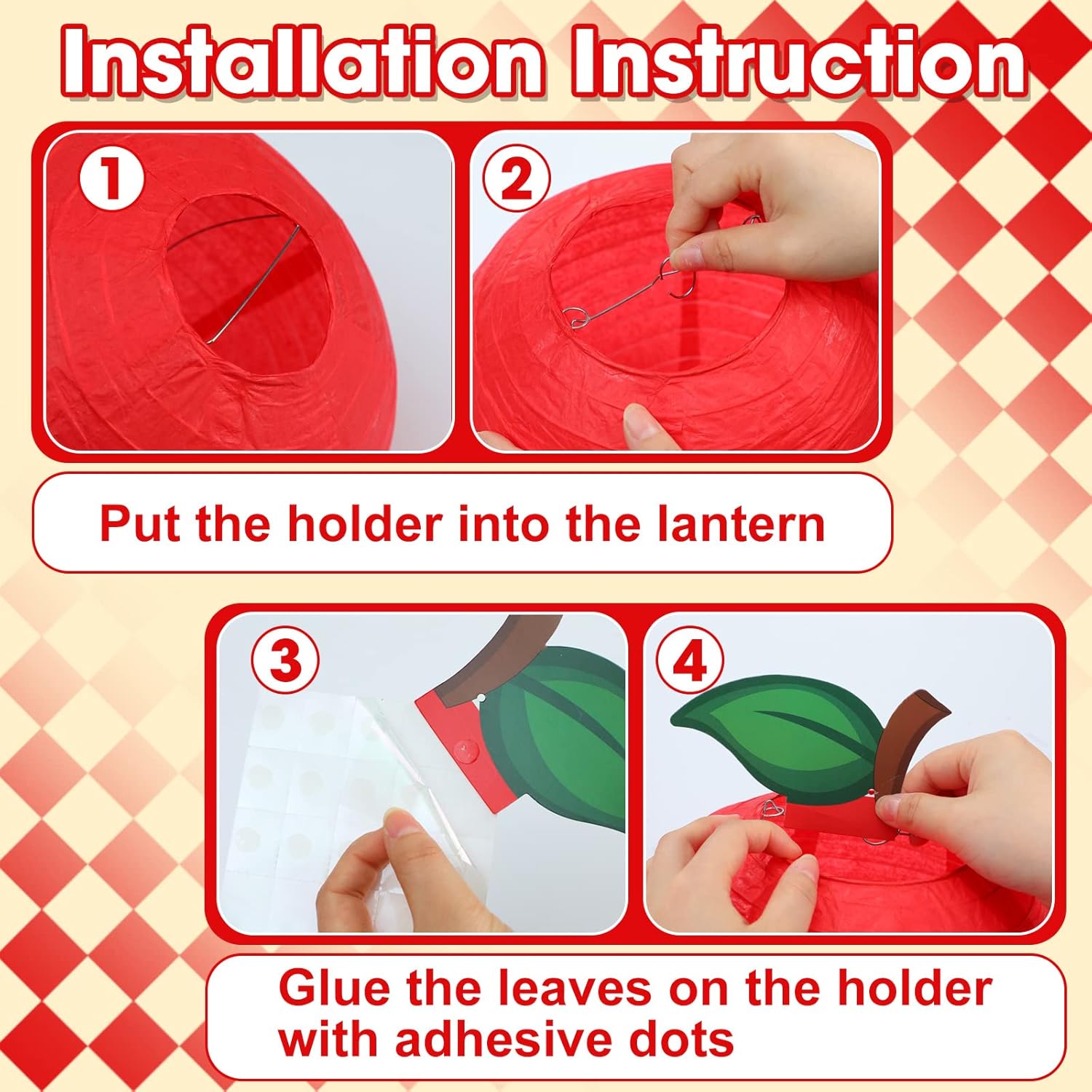 Retisee 12 Pcs Red Apple Paper Lanterns Classroom Decor 1