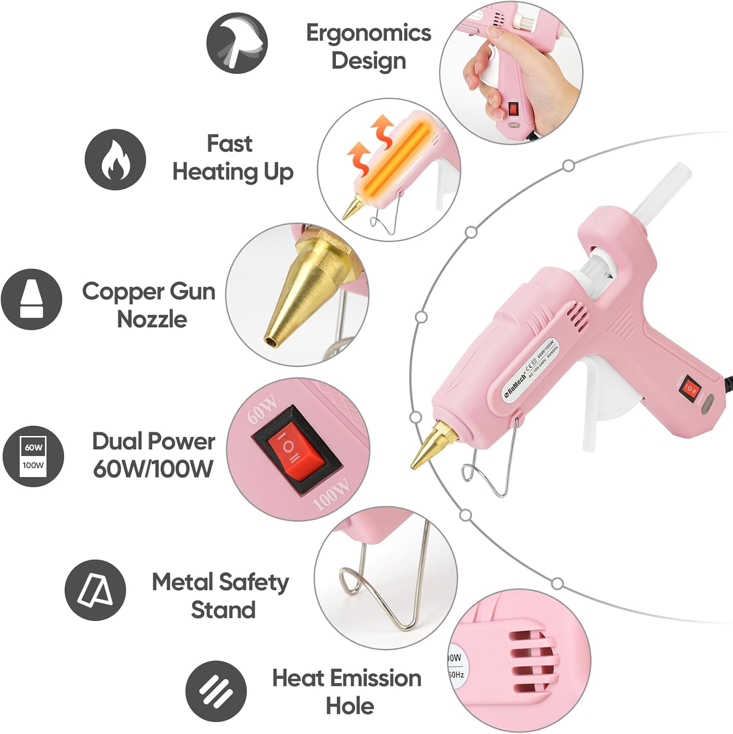 ROMECH Dual Power Hot Glue Gun with 21 Sticks and Storage Case
