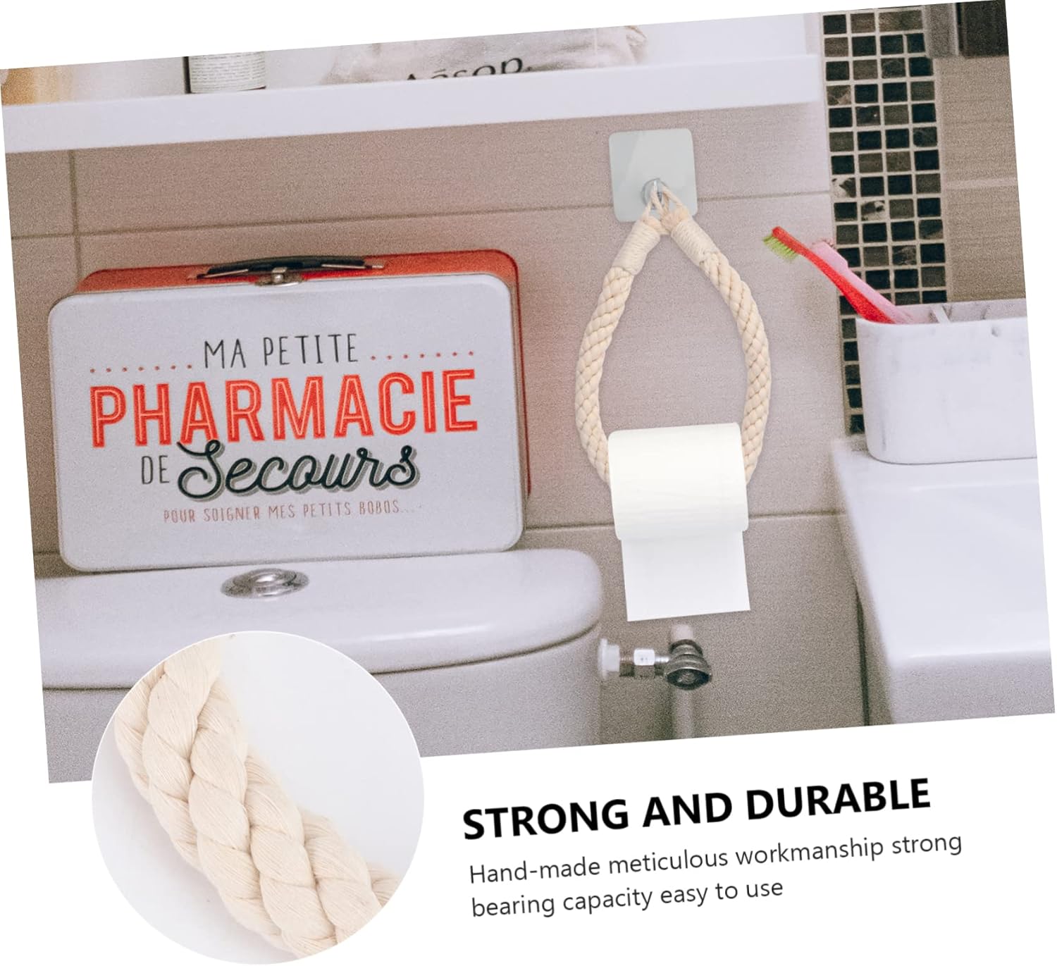Handmade Rope Toilet Paper Holder Wall Mount