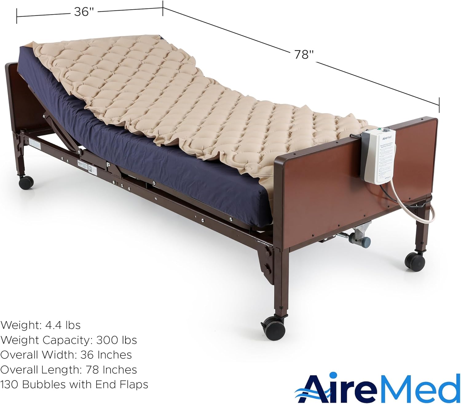 AireMed Alternating Pressure Pump Pad - Quiet Electric - Hospital Twin Size